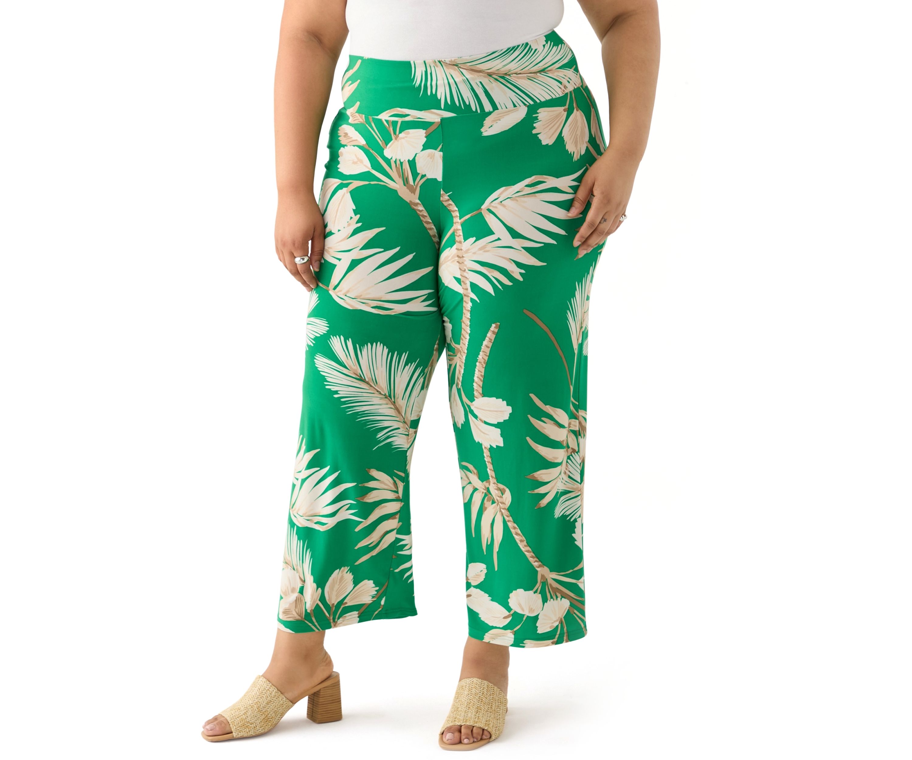 Plus Size Tropical Print Wide Leg Palazzo Pants