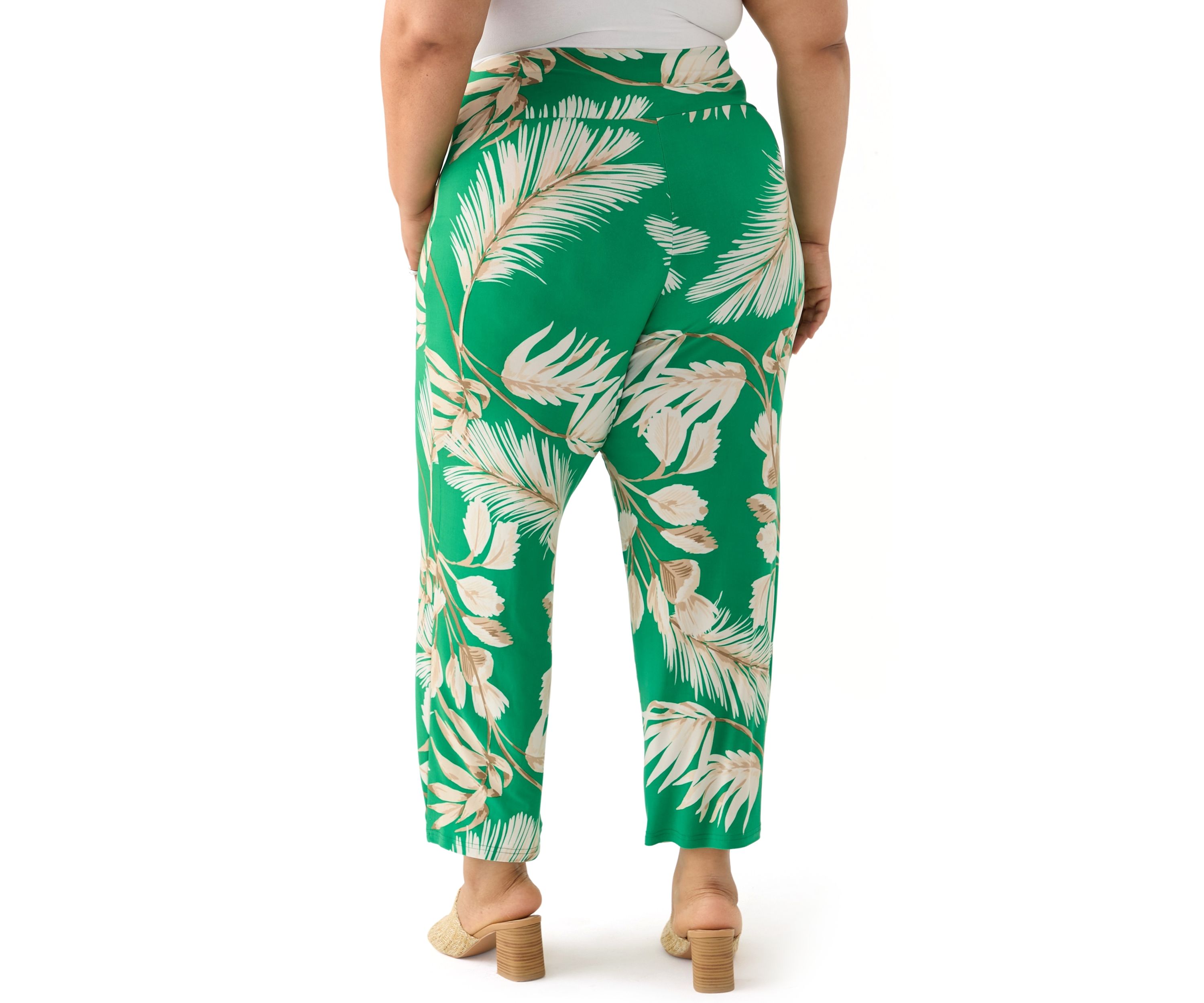 Plus Size Tropical Print Wide Leg Palazzo Pants
