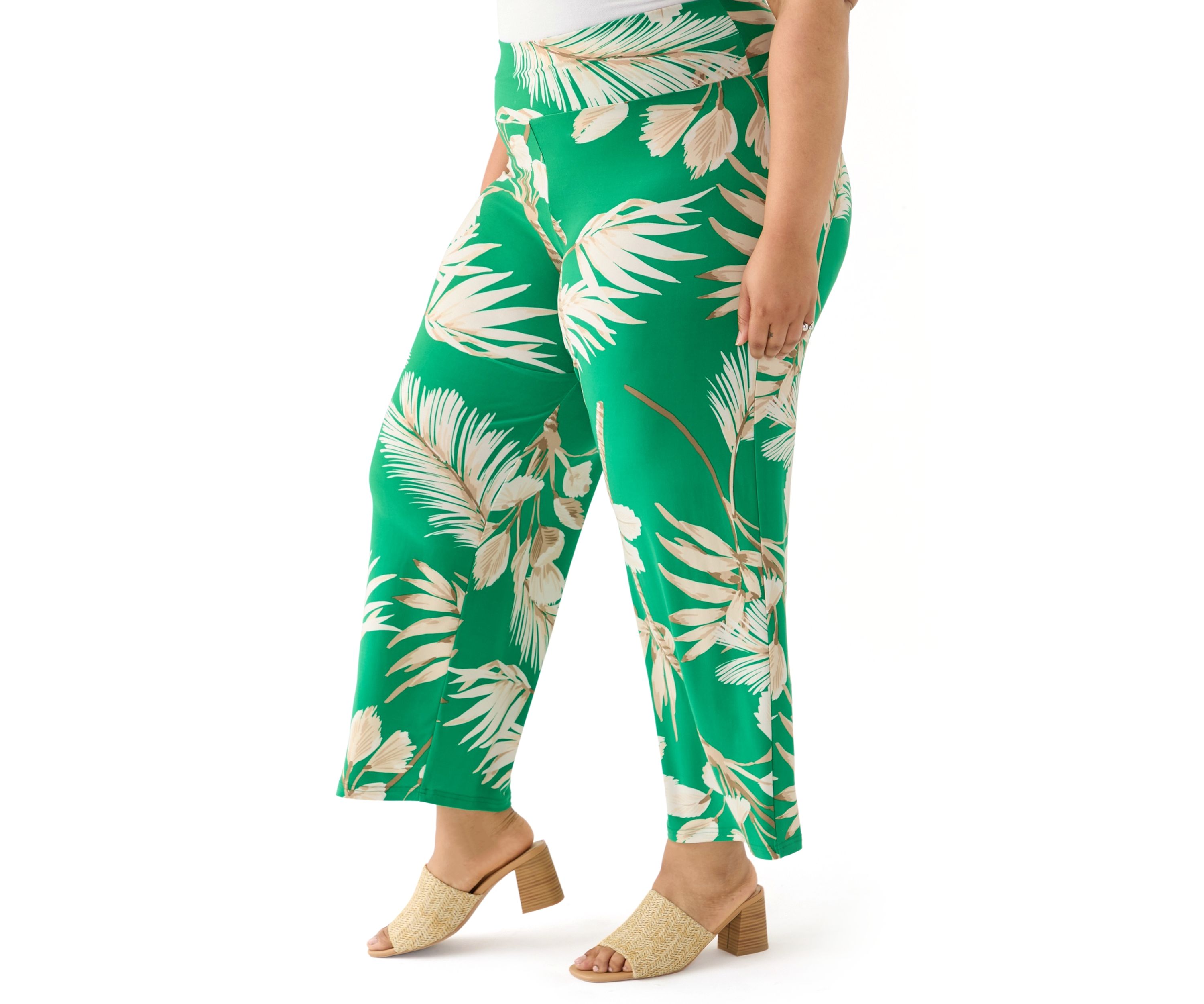 Plus Size Tropical Print Wide Leg Palazzo Pants