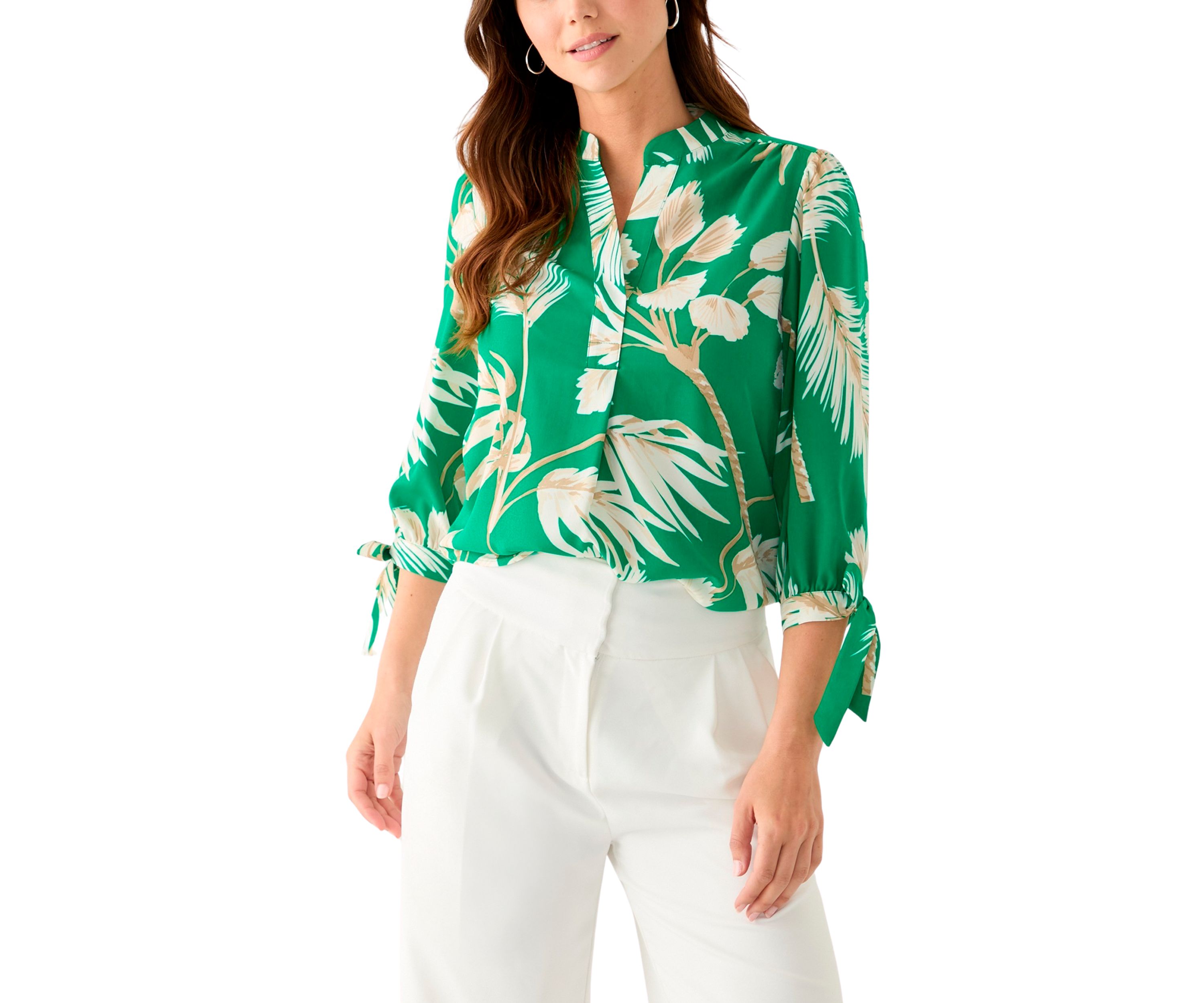 Womens 3/4 Sleeve Printed Blouse