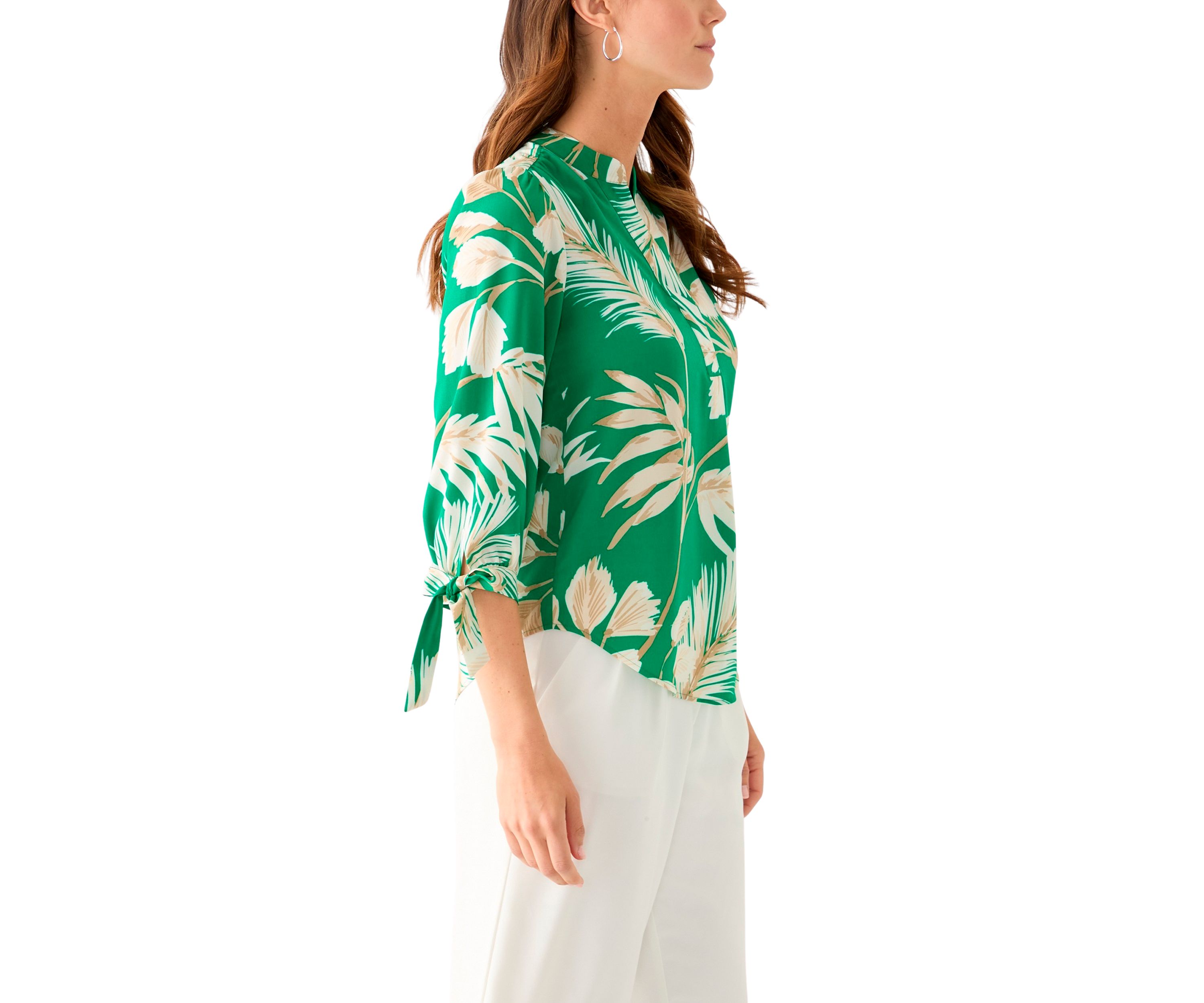 Womens 3/4 Sleeve Printed Blouse