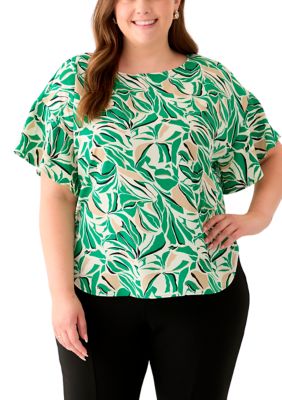 Anne Klein Women's Plus Size Tropical Print Blouse