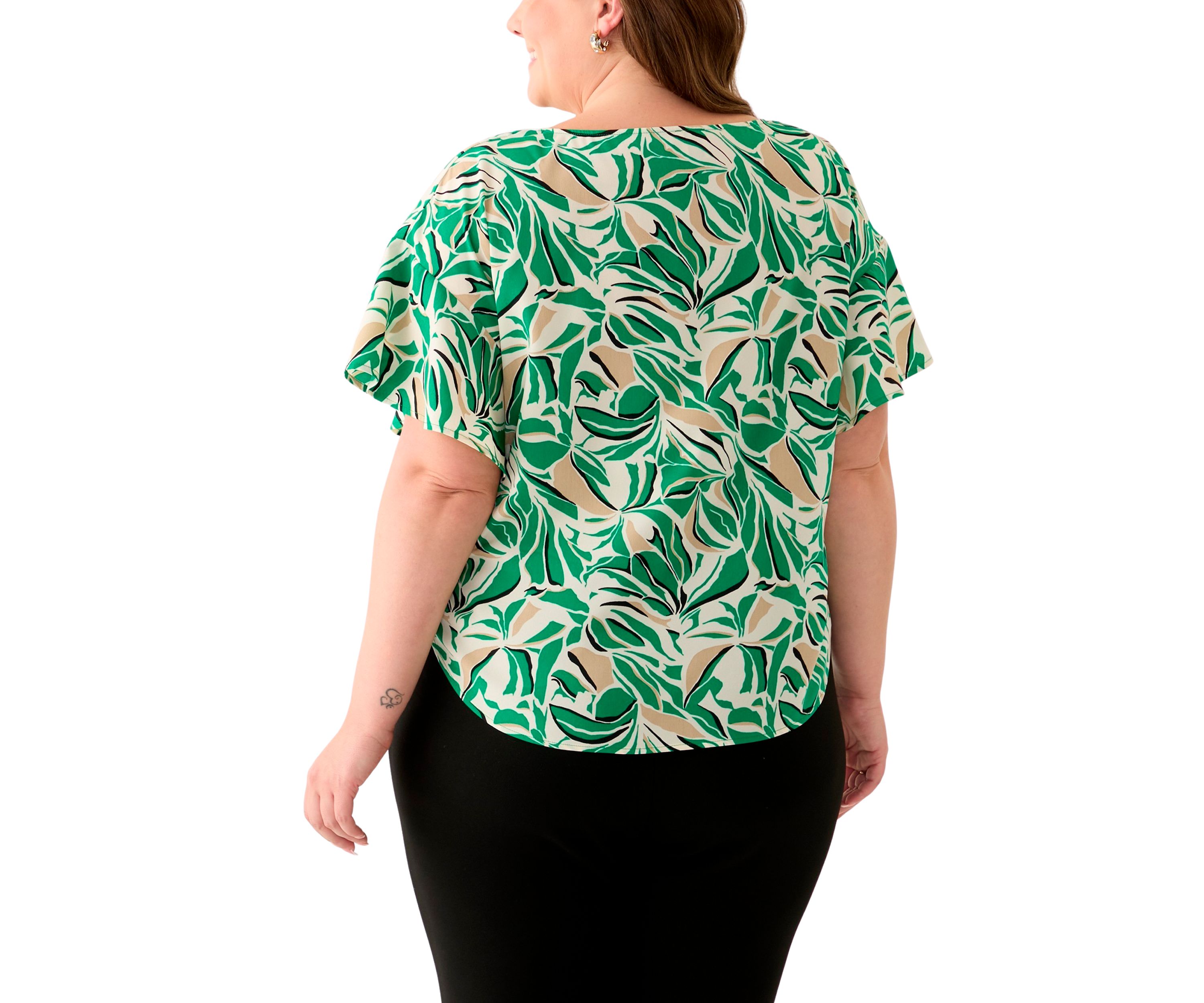 Plus Size Tropical Print Blouse