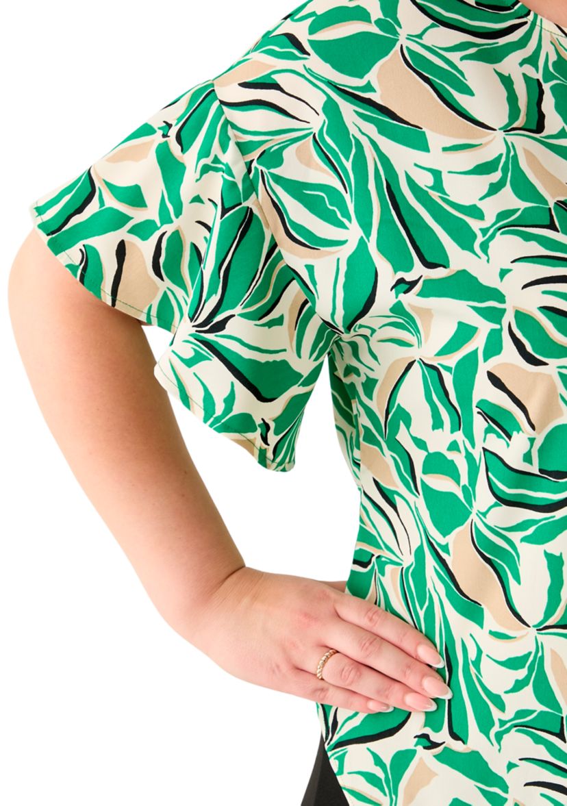 Plus Size Tropical Print Blouse