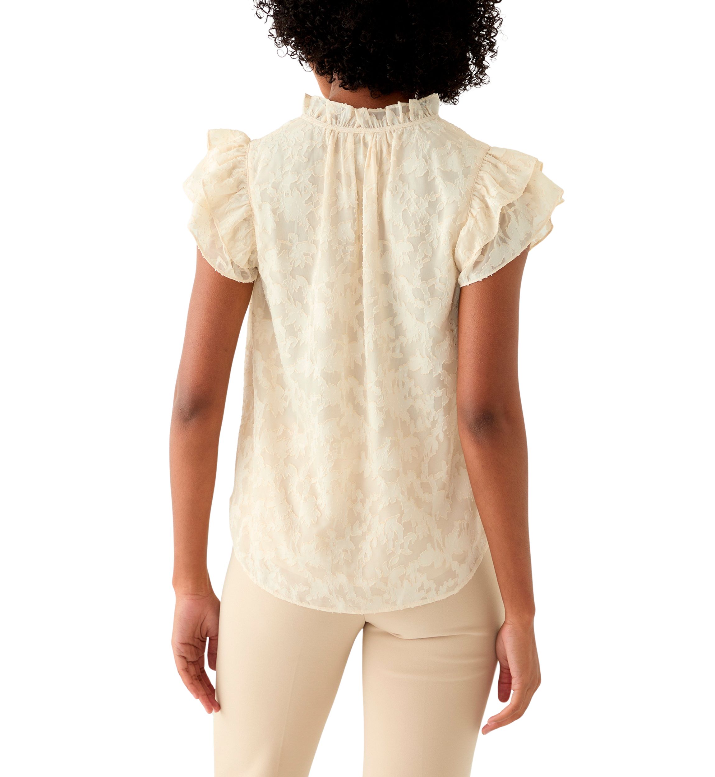 Womens Sleeveless Double Ruffle Blouse