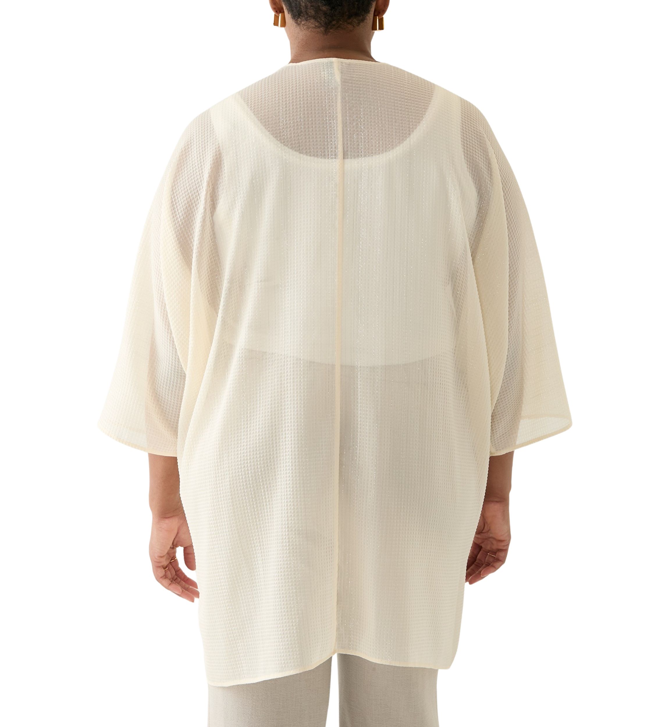 Plus Size Tie Front Scarf Kimono