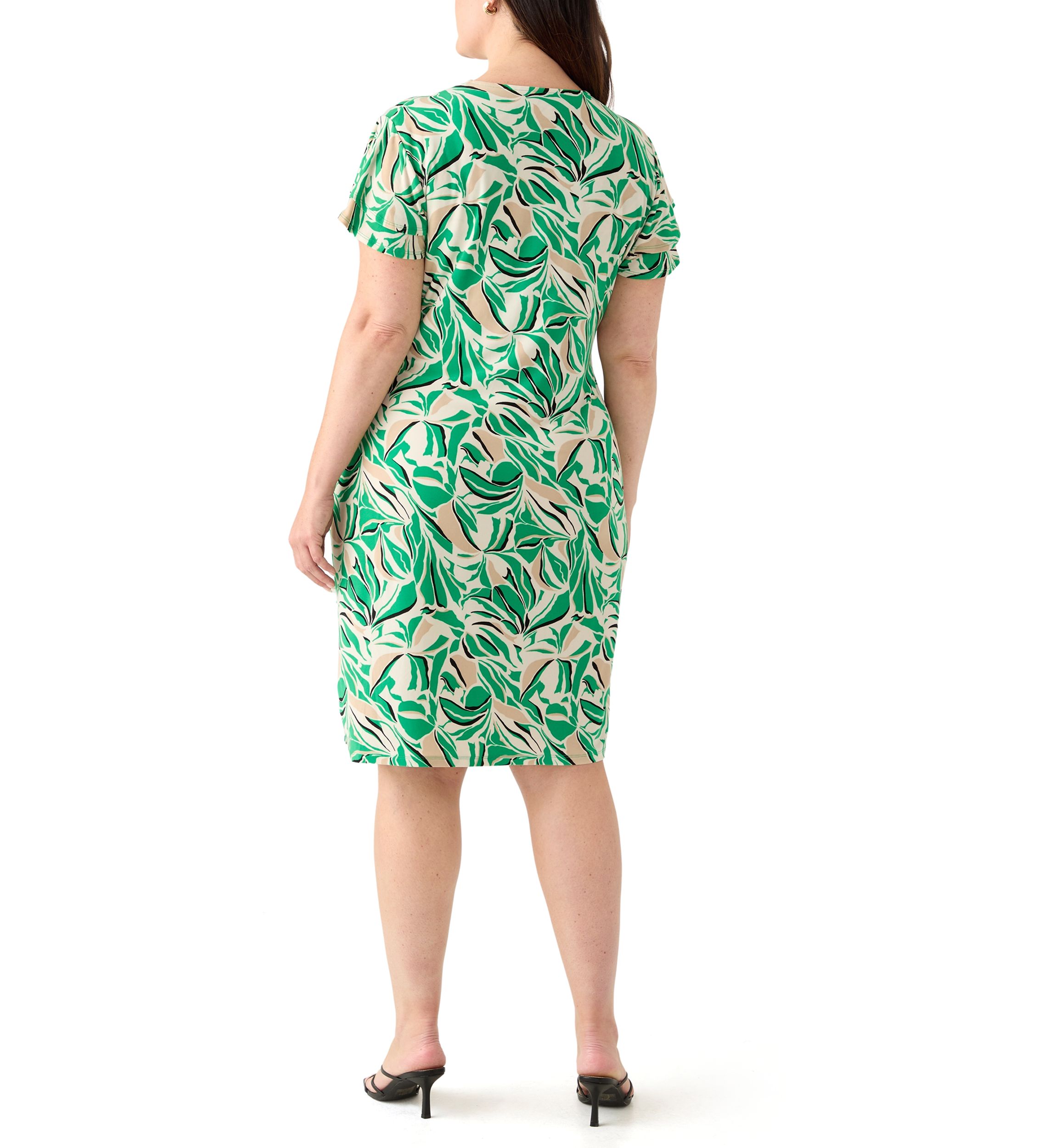slim fit dress slacks Mac Duggal - Green Off The Shoulder Tea Length Dress main image 0