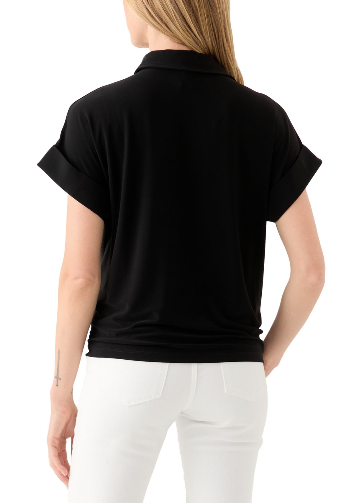 Petite Button Front Blouse