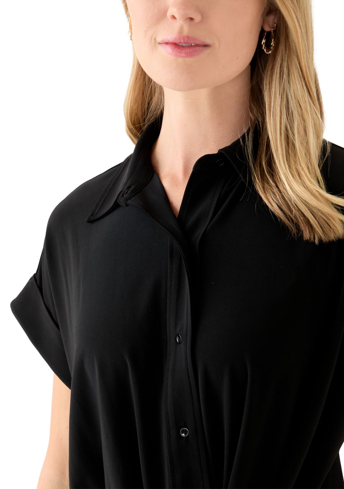 Petite Button Front Blouse