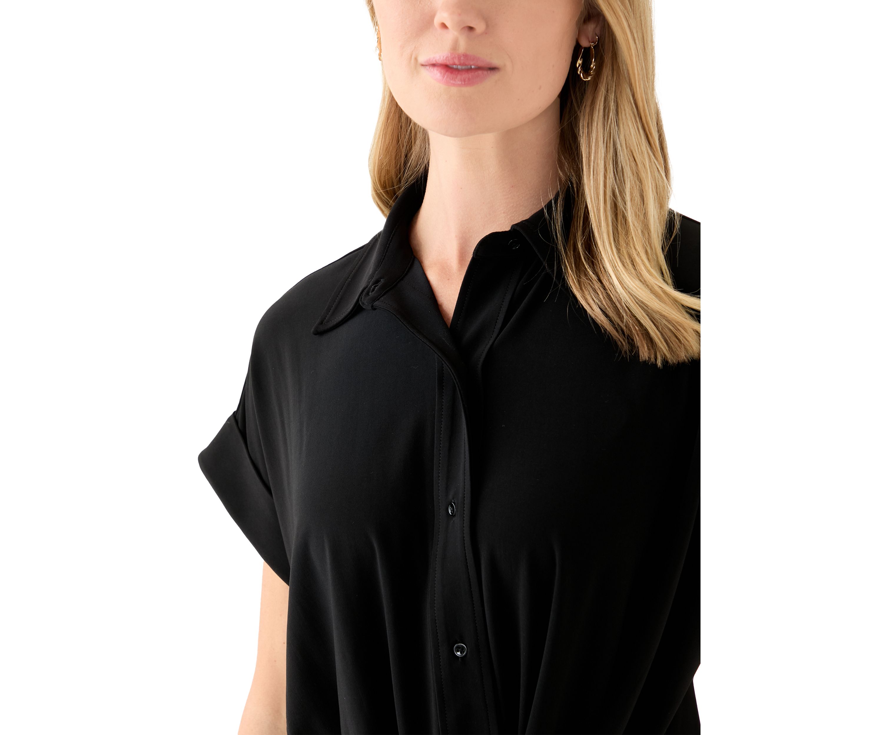 Petite Button Front Blouse