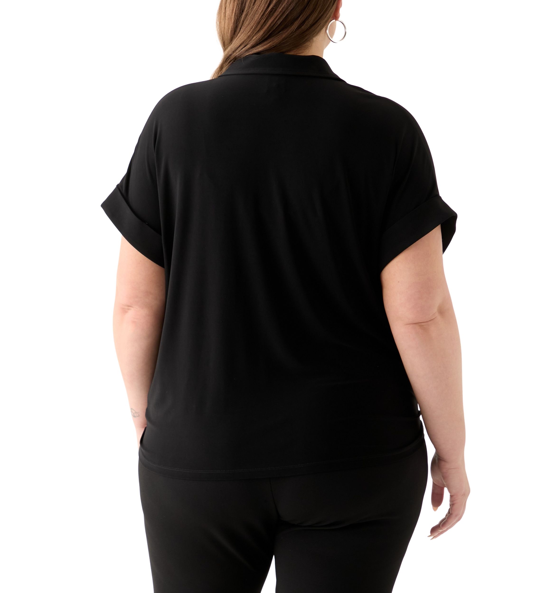 Plus Size Short Dolman Sleeve Twist Front Top