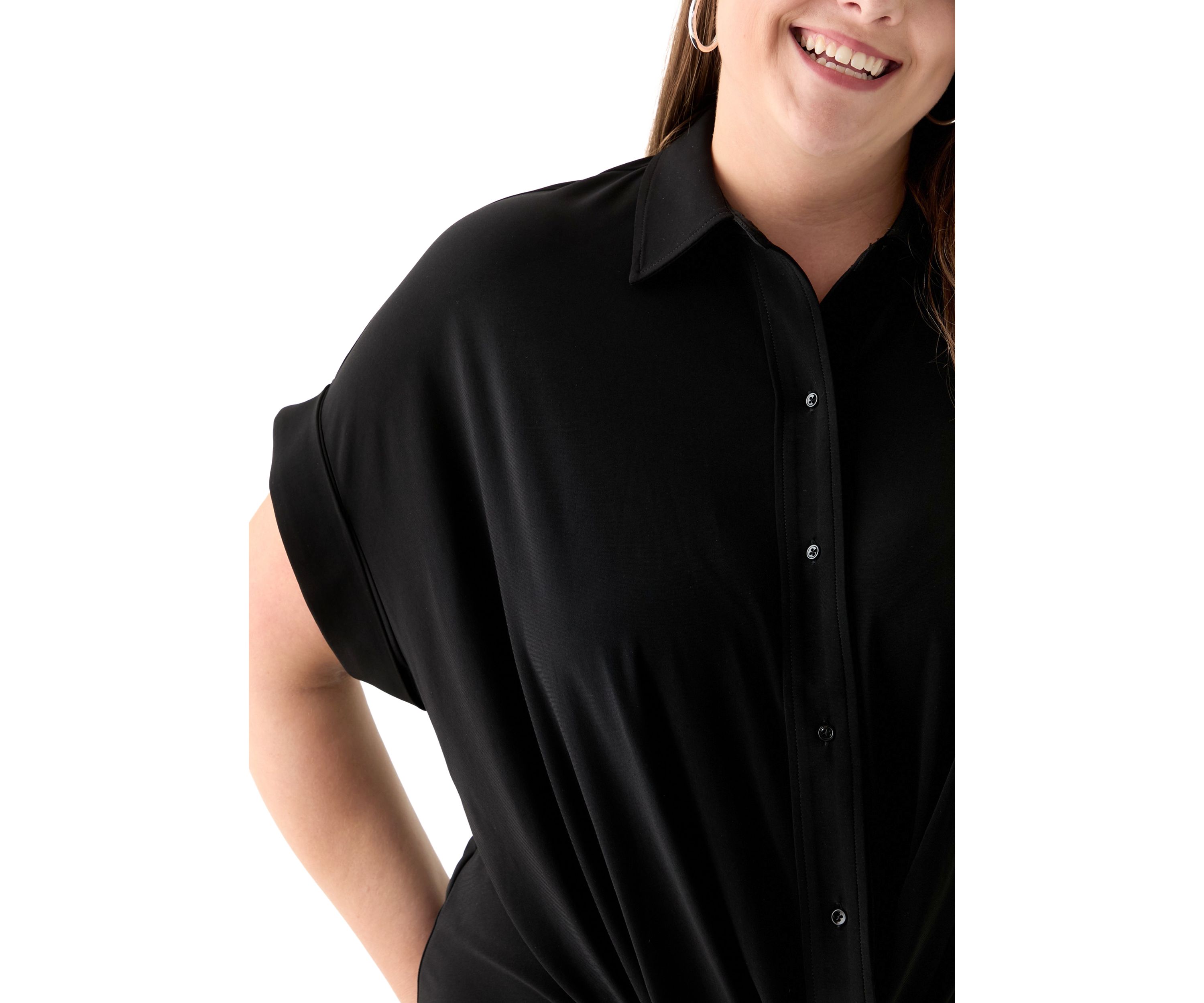 Plus Size Short Dolman Sleeve Twist Front Top