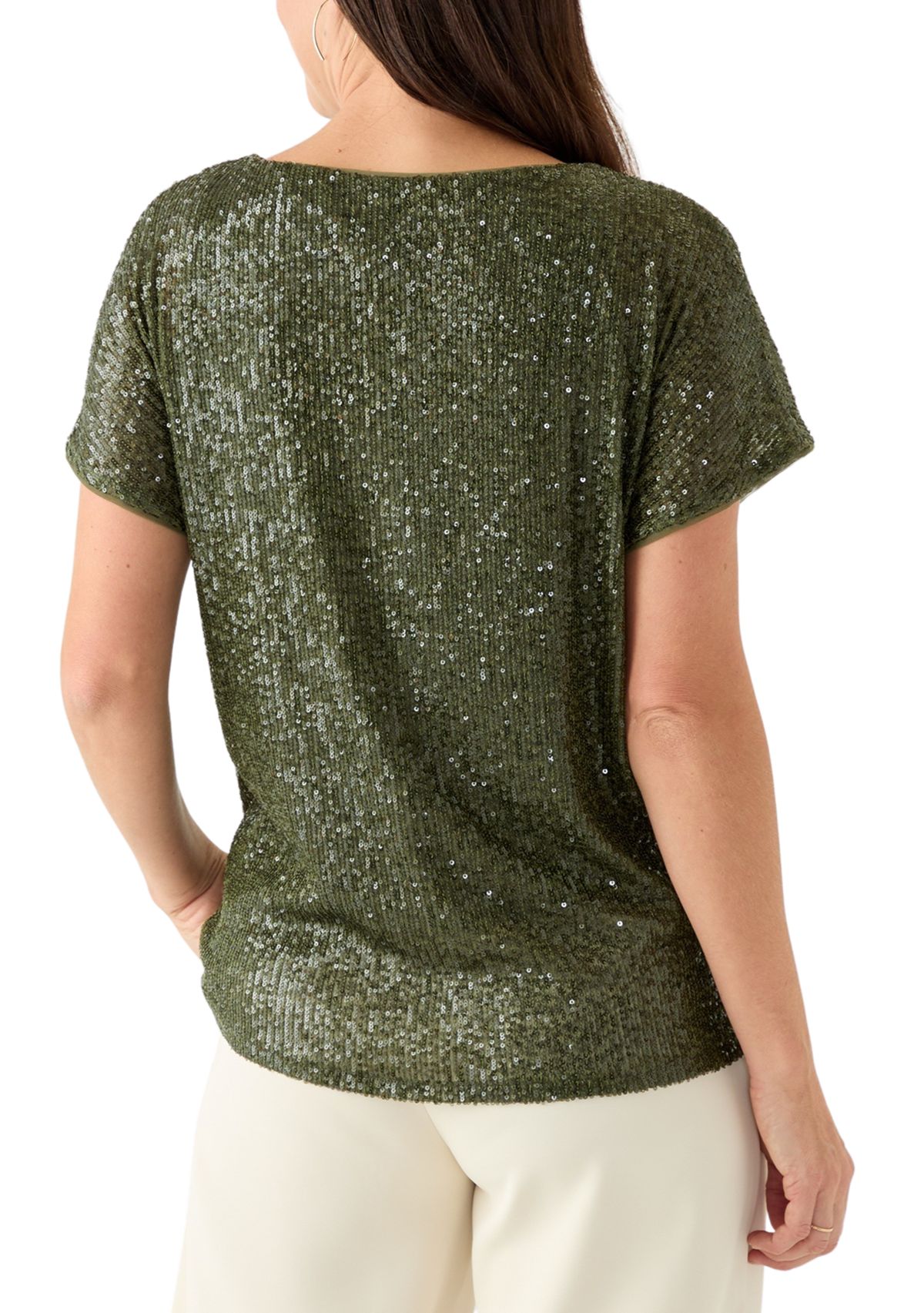 Womens Sequin Mesh Top