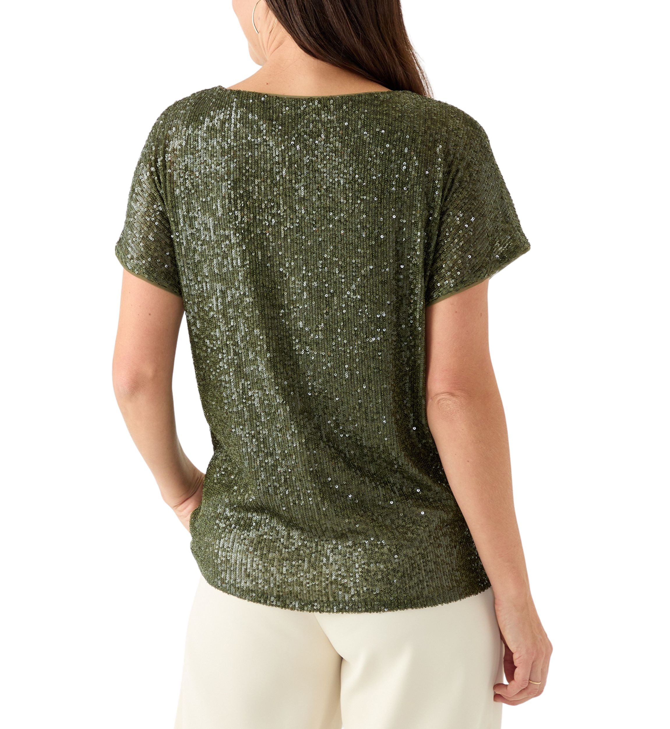Womens Sequin Mesh Top