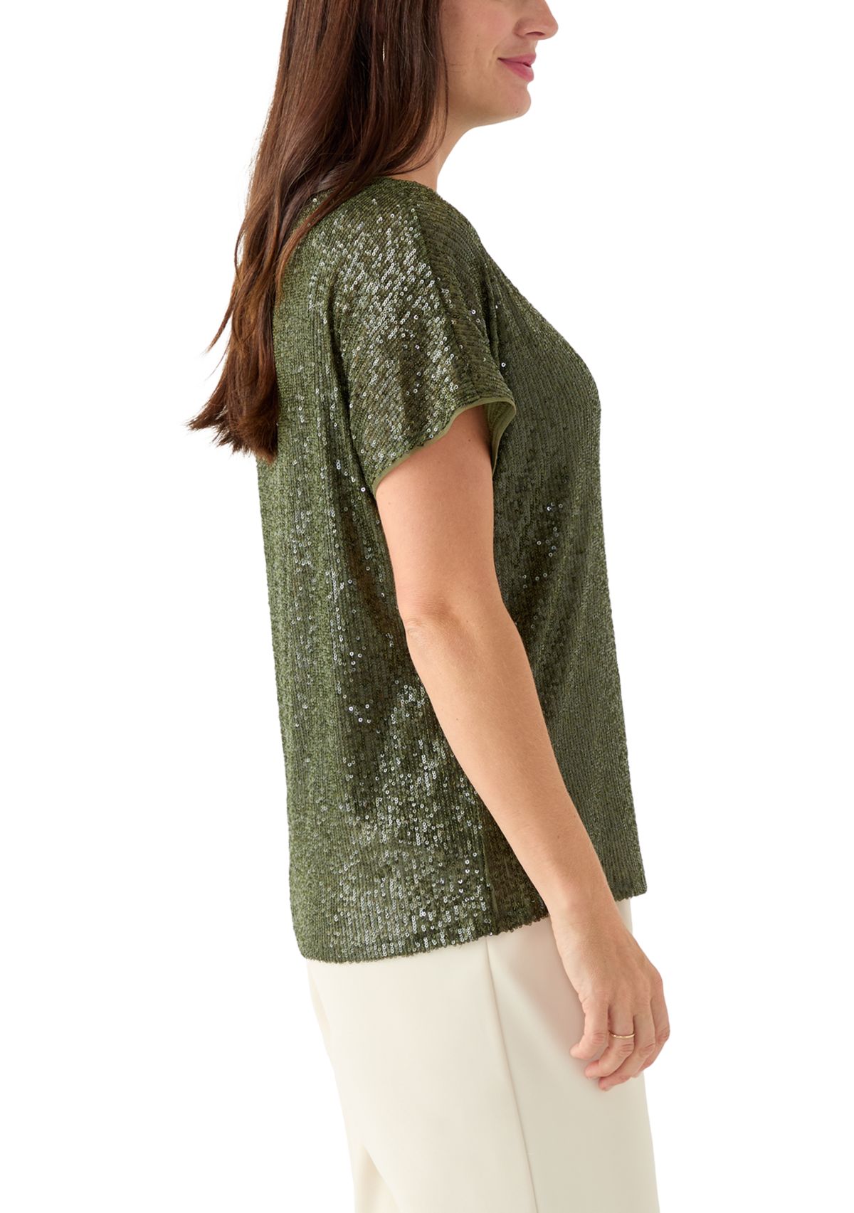 Womens Sequin Mesh Top