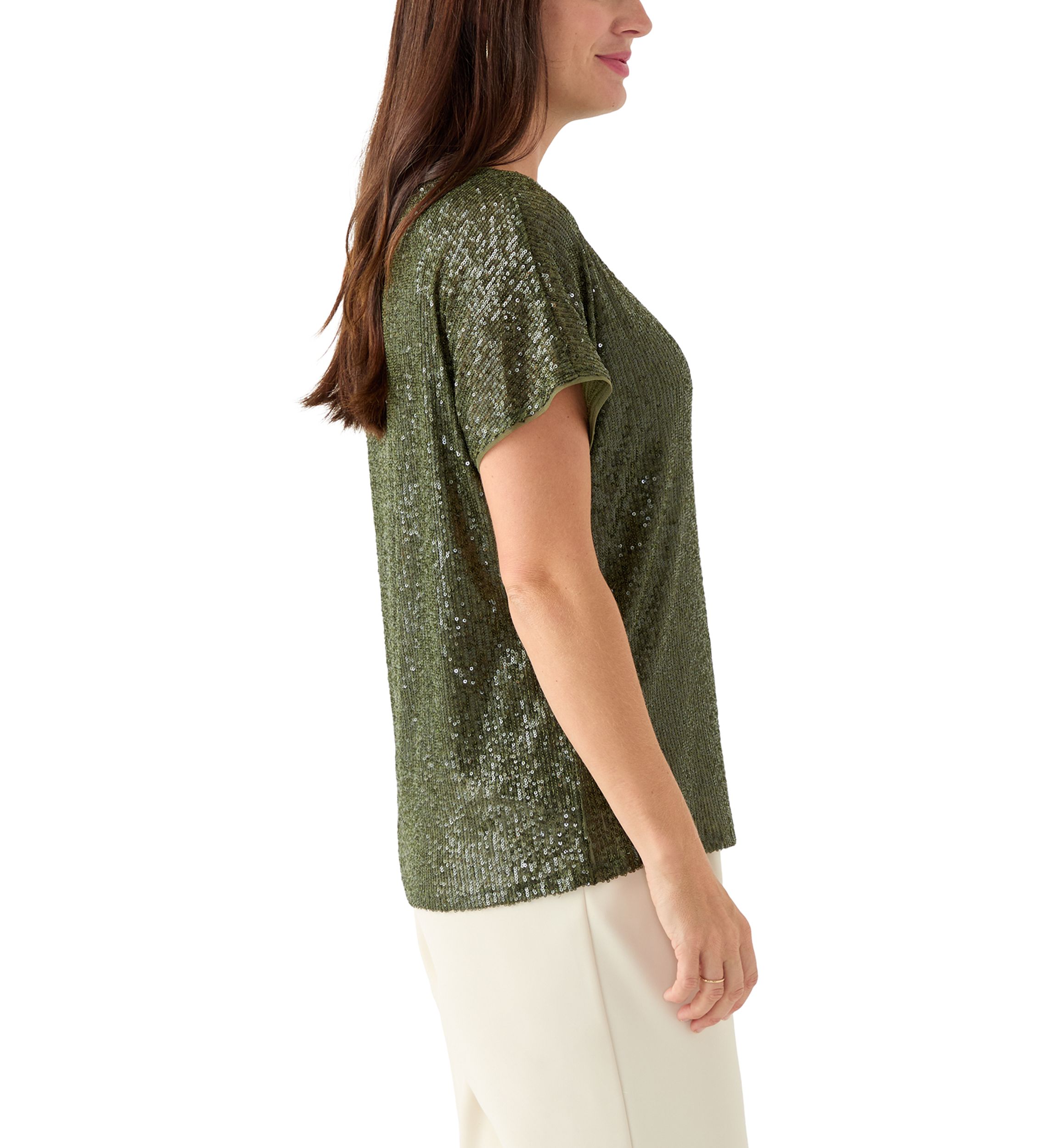 Womens Sequin Mesh Top