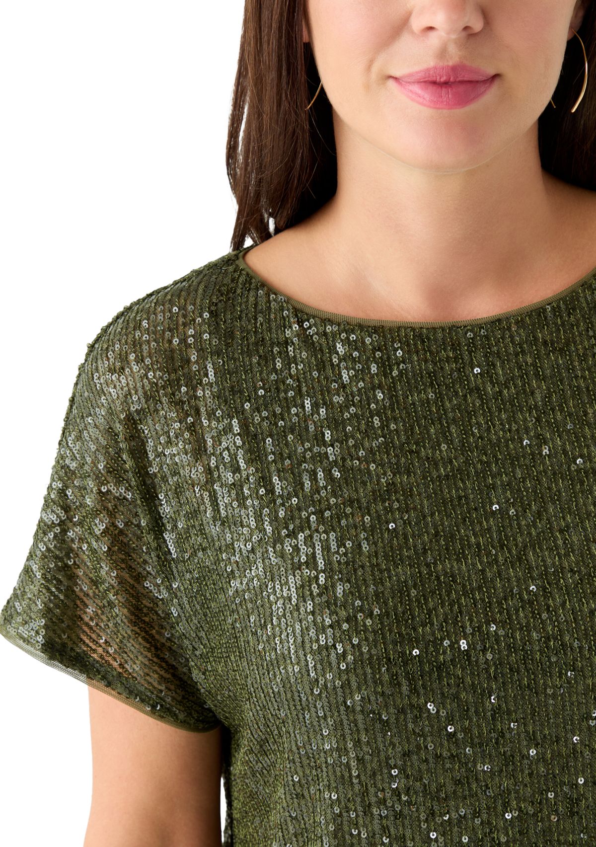 Womens Sequin Mesh Top
