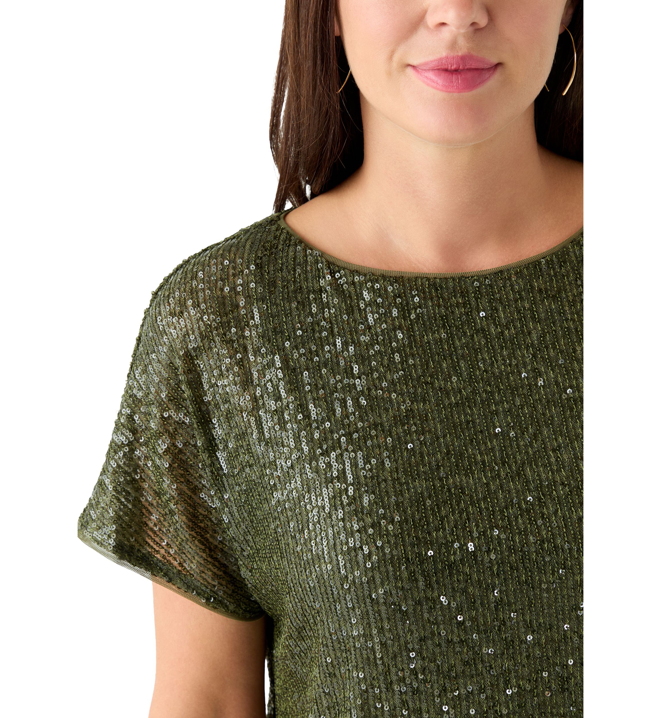 Womens Sequin Mesh Top