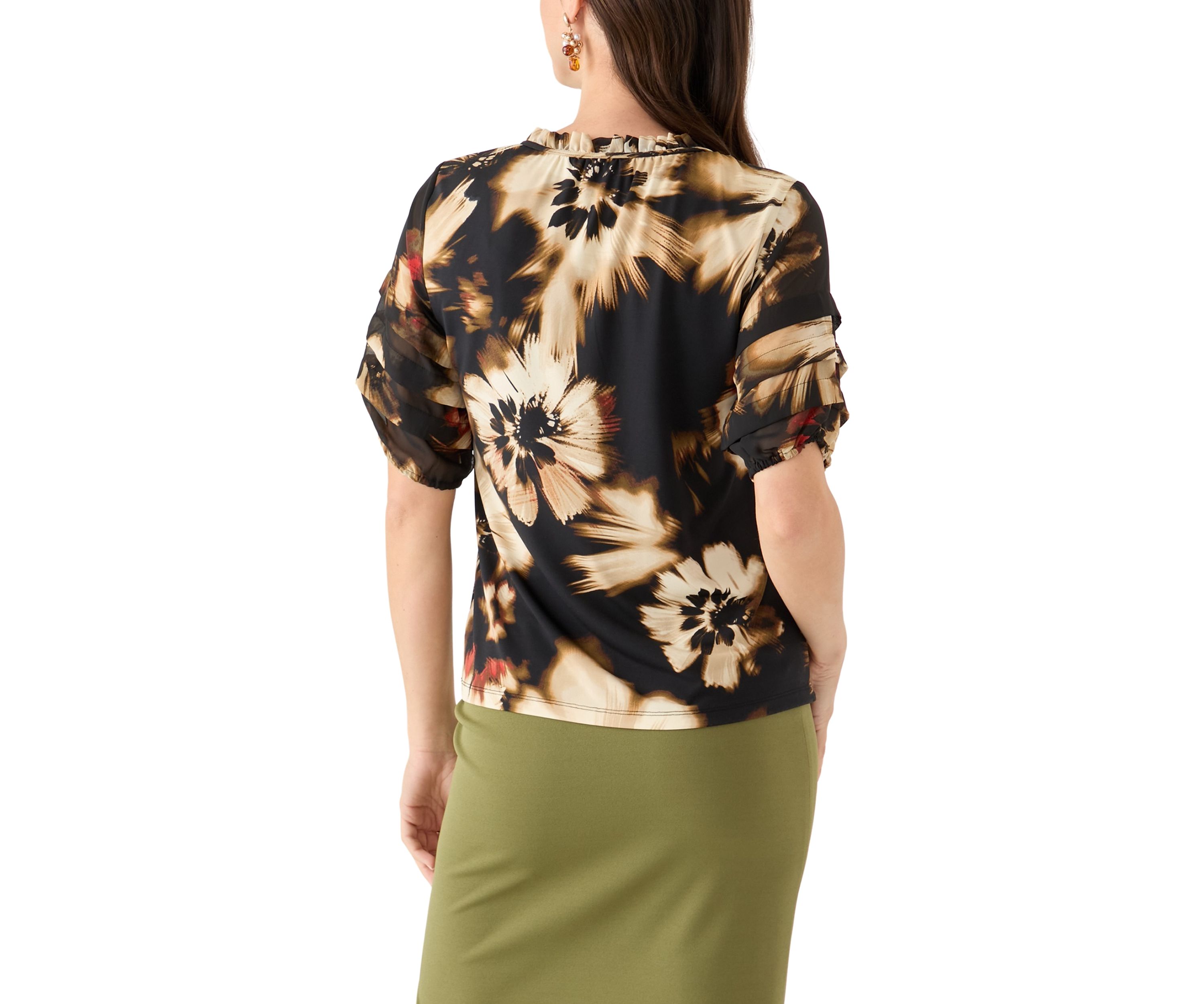 Petite Elbow Sleeve Floral Top 