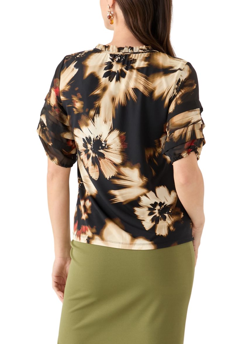 Petite Elbow Sleeve Floral Top 