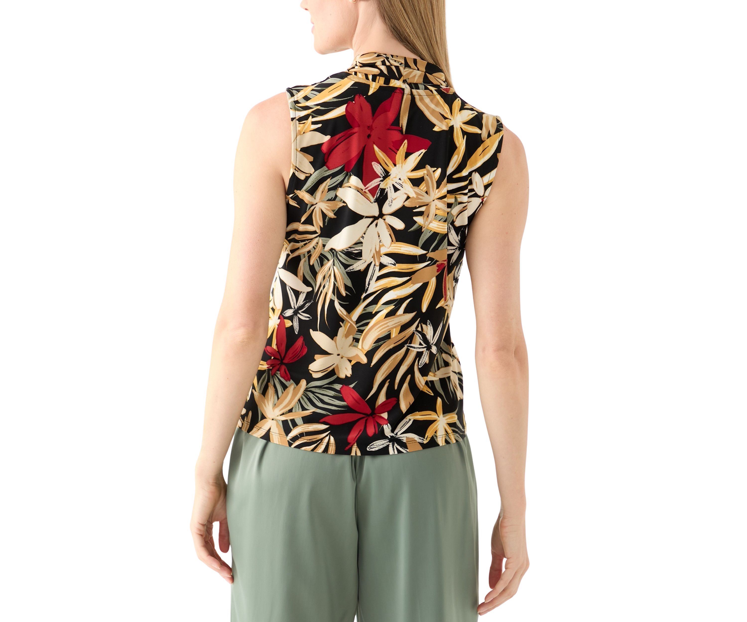 Petite Sleeveless Pleat Front Shell 