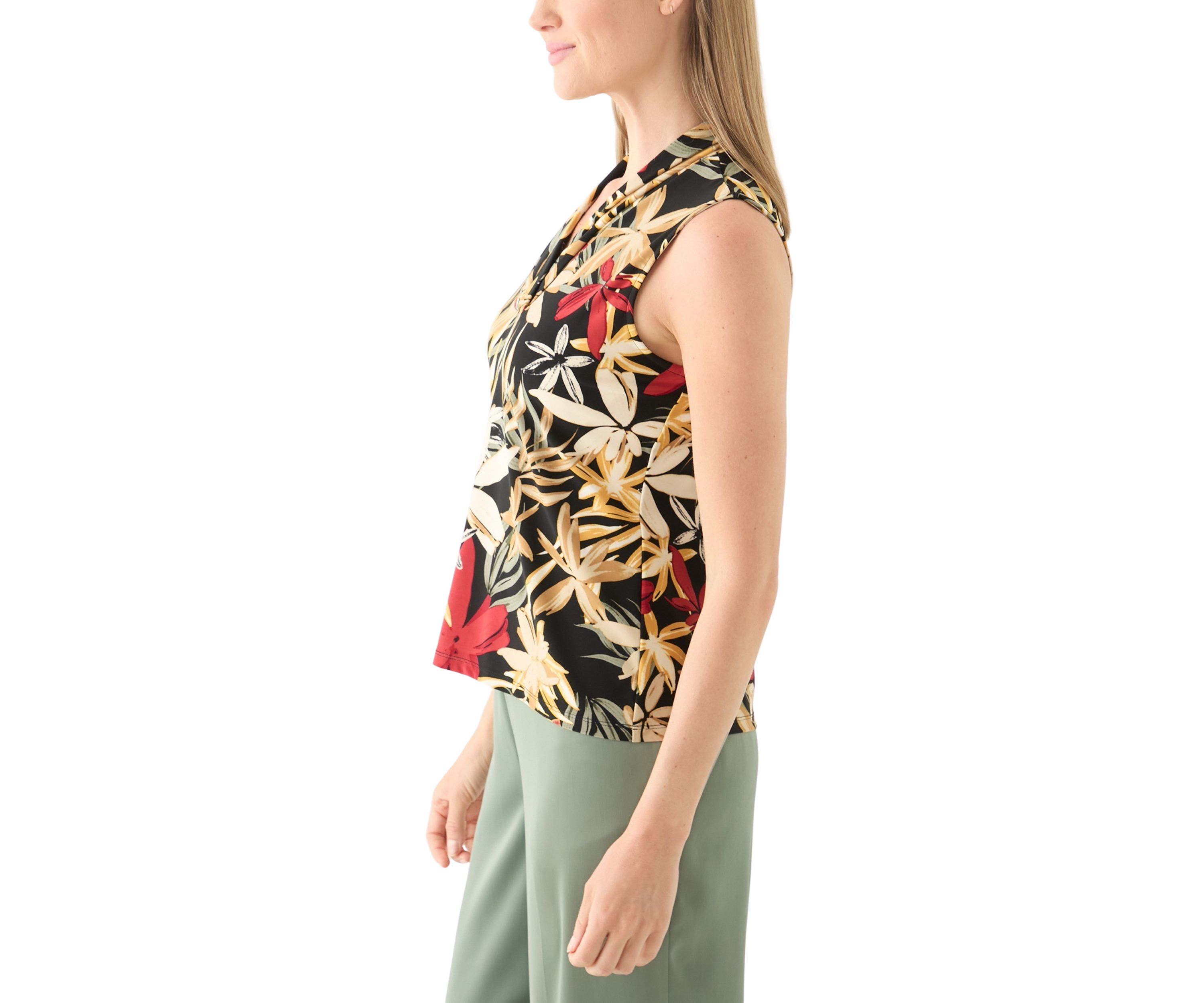 Petite Sleeveless Pleat Front Shell 