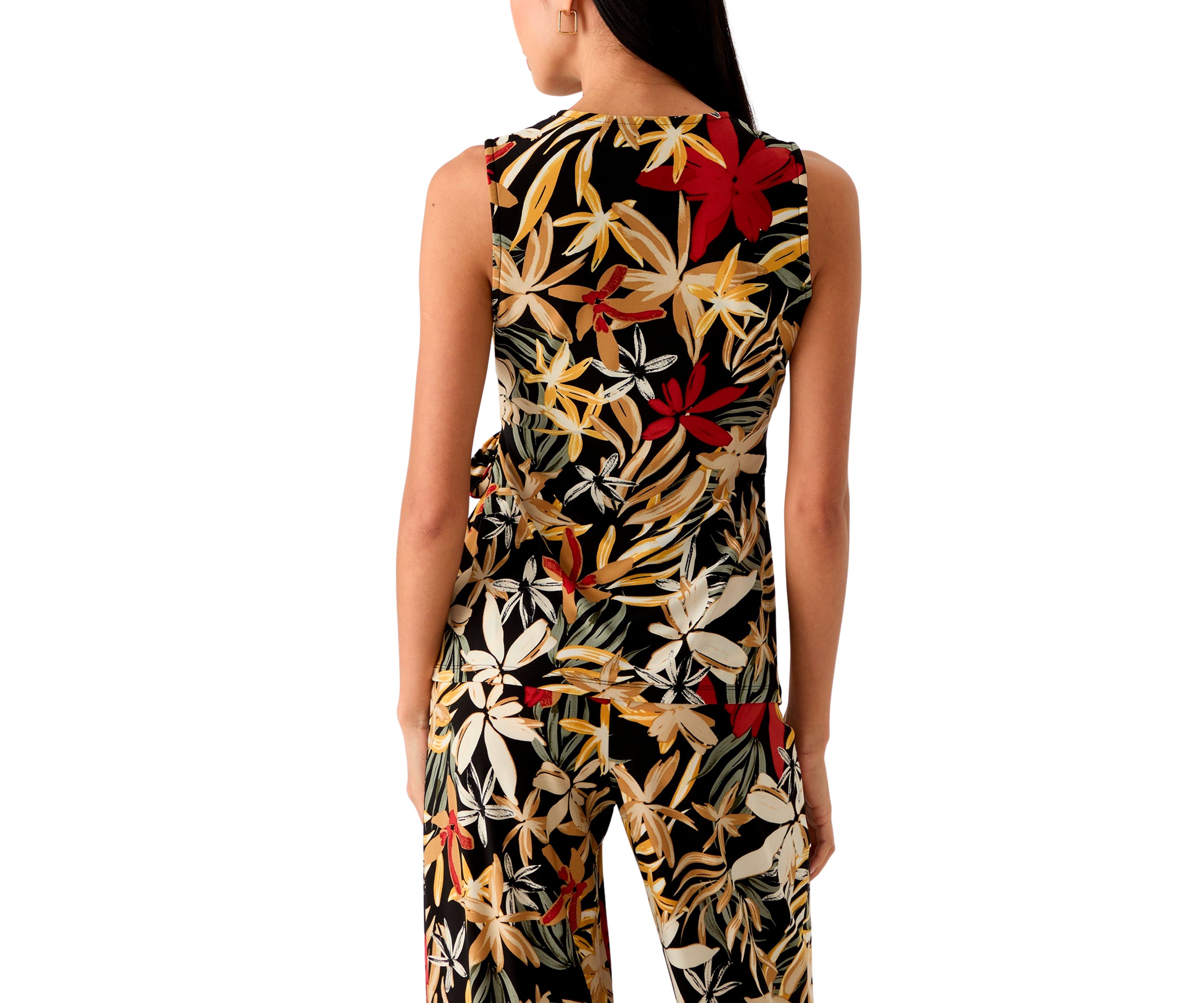 Womens Sleeveless Printed Wrap Top