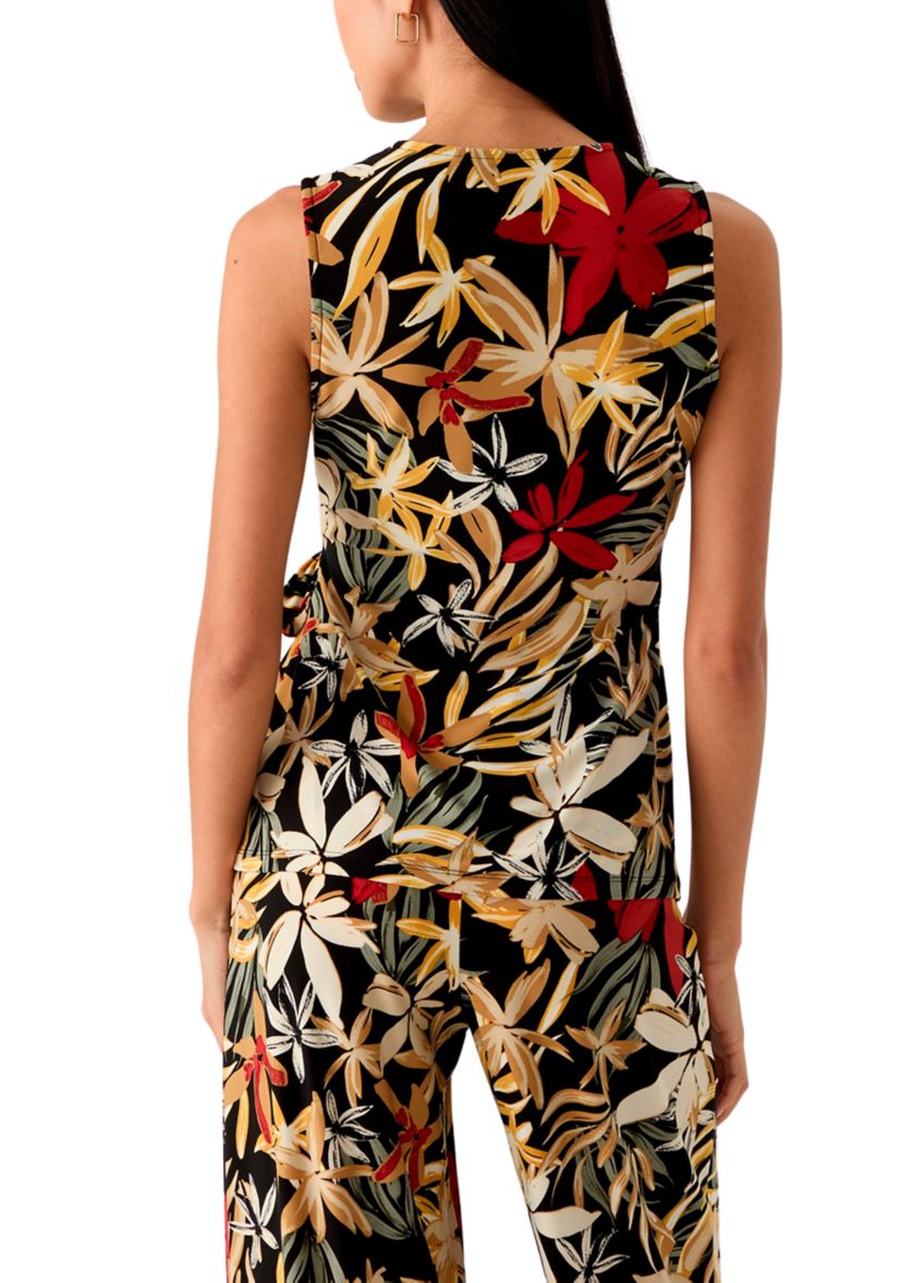 Womens Sleeveless Printed Wrap Top