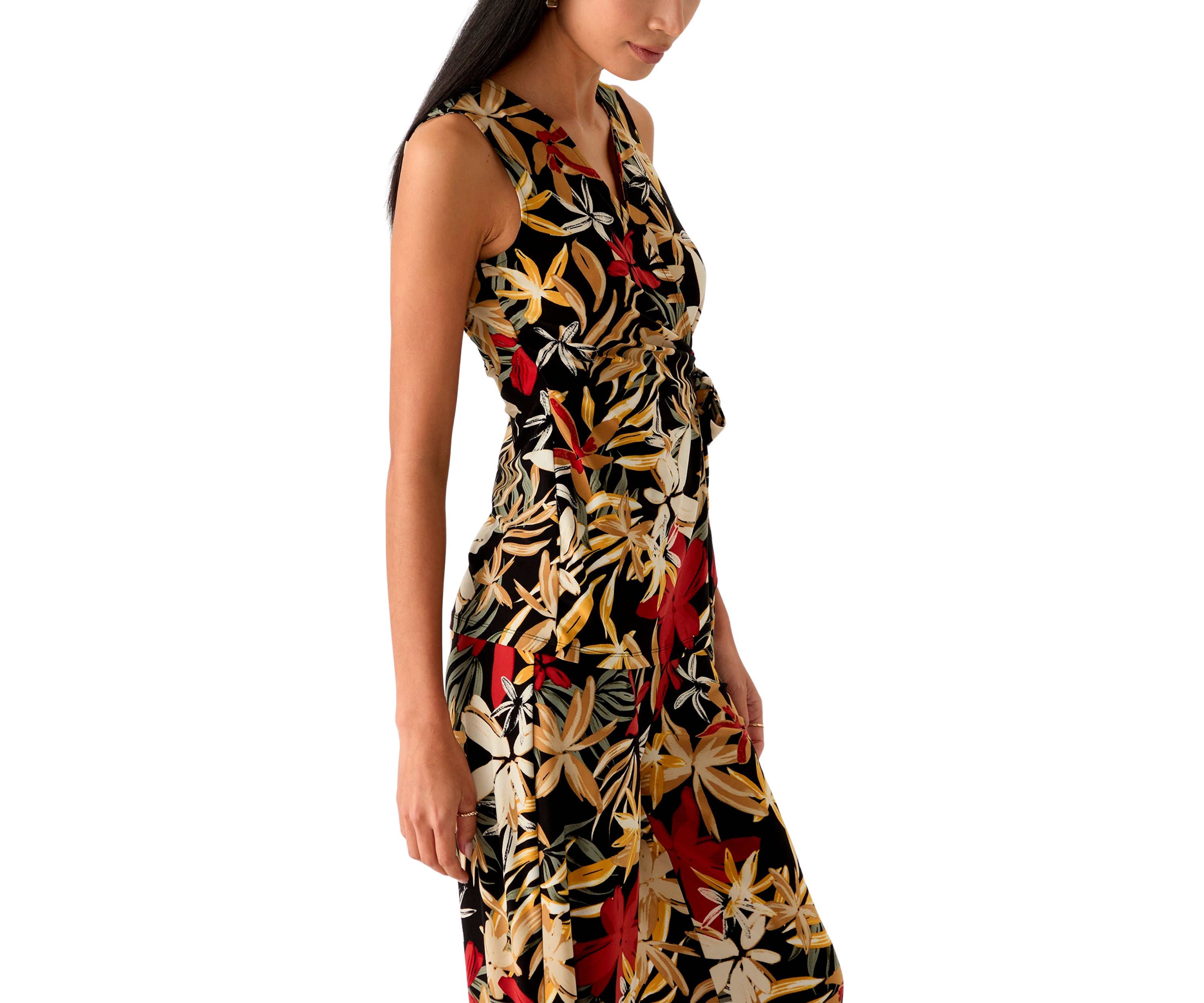 Womens Sleeveless Printed Wrap Top