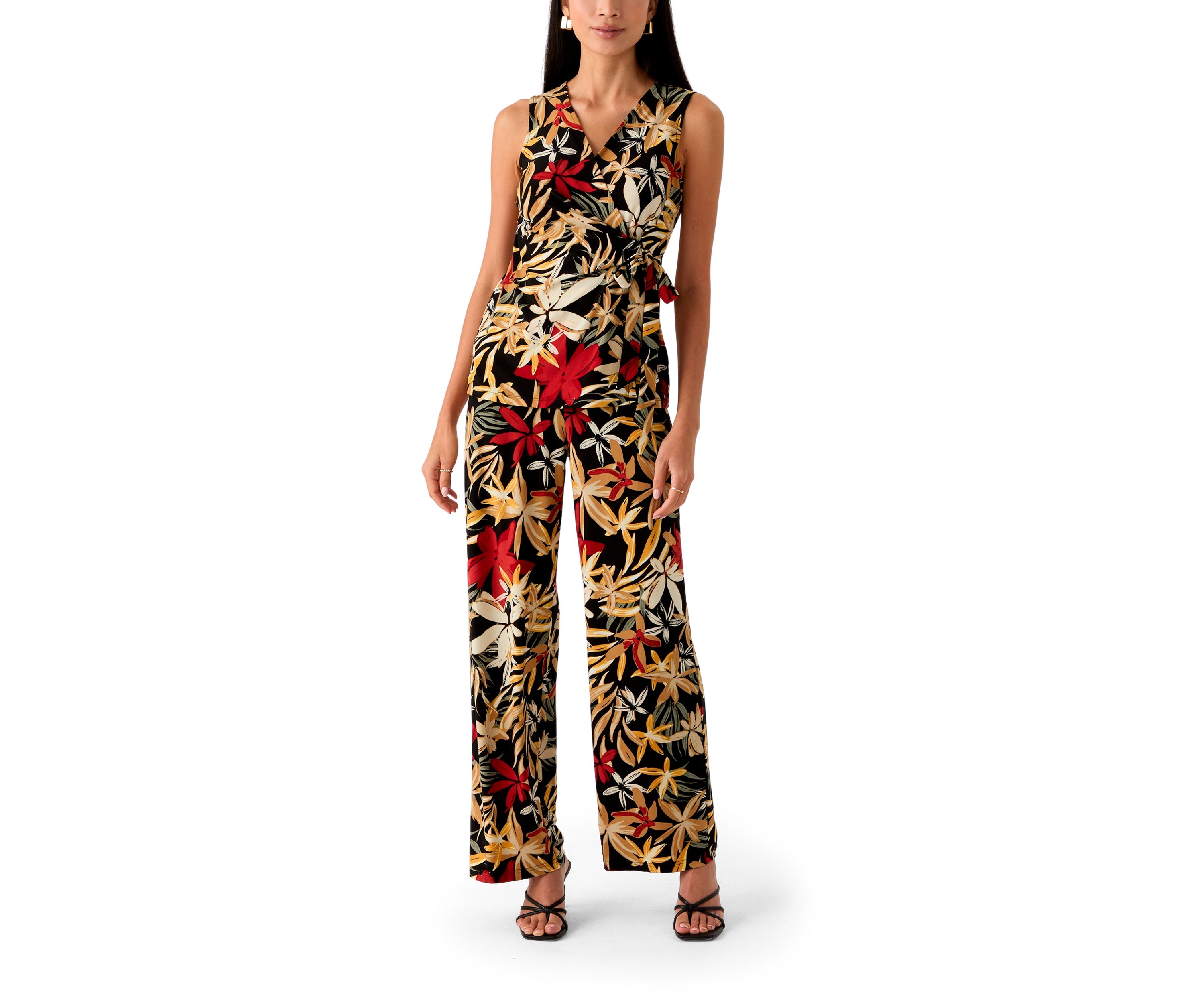 Womens Sleeveless Printed Wrap Top