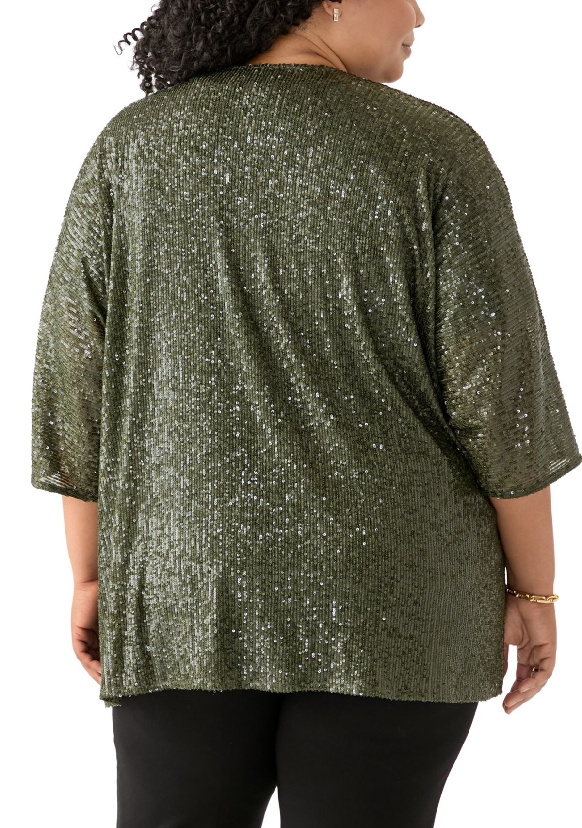 Plus Size Sequin Kimono Cardigan 