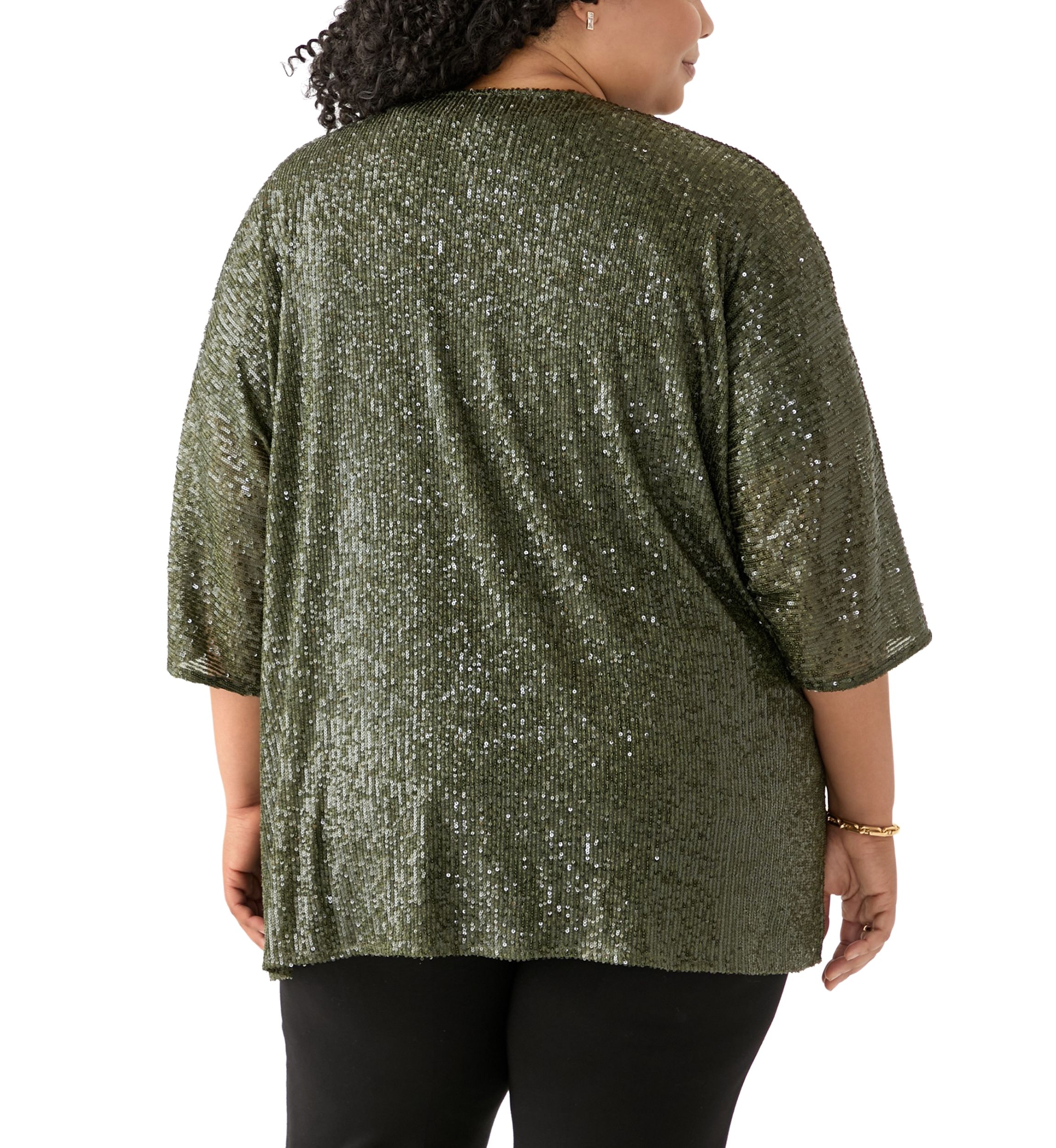 Plus Size Sequin Kimono Cardigan 