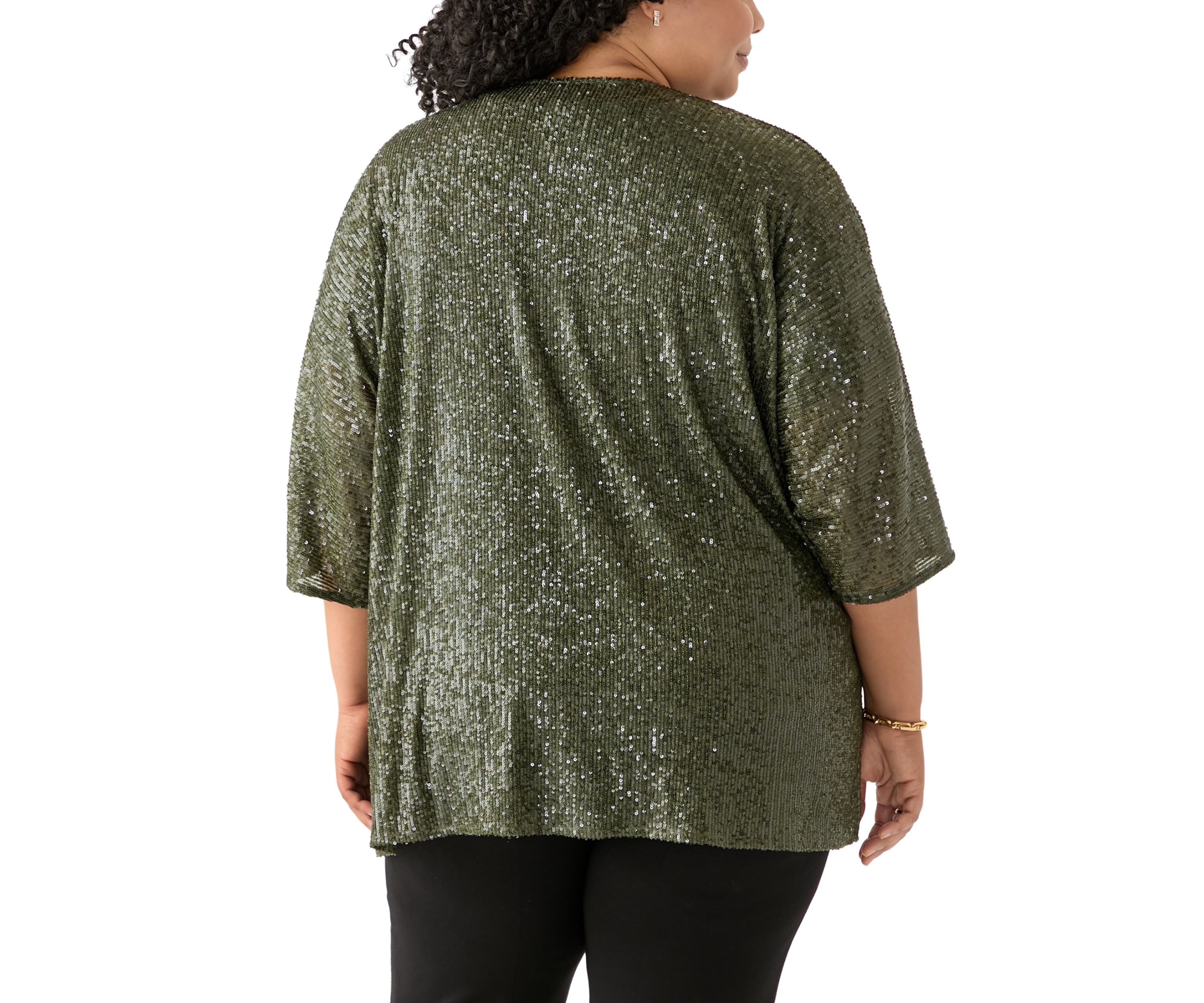 Plus Size Sequin Kimono Cardigan 