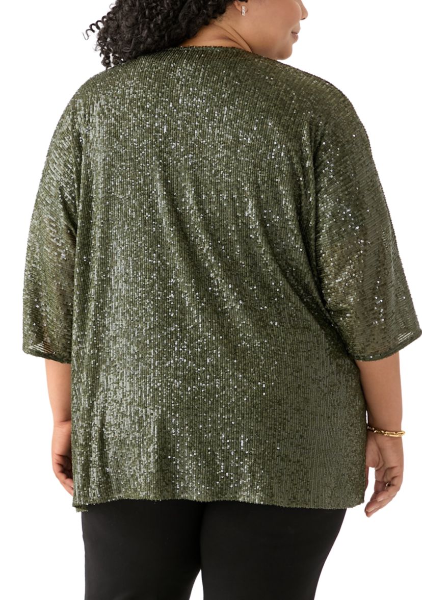 Plus Size Sequin Kimono Cardigan 