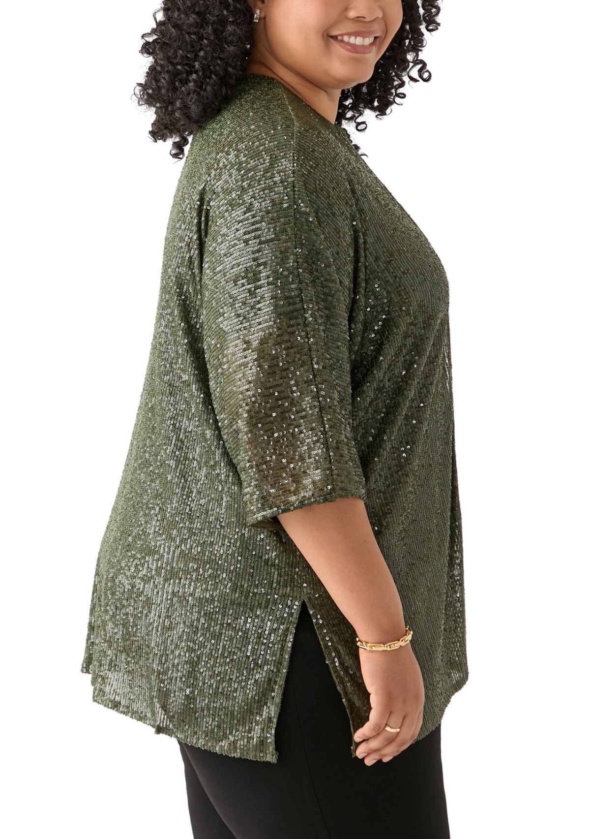 Plus Size Sequin Kimono Cardigan 