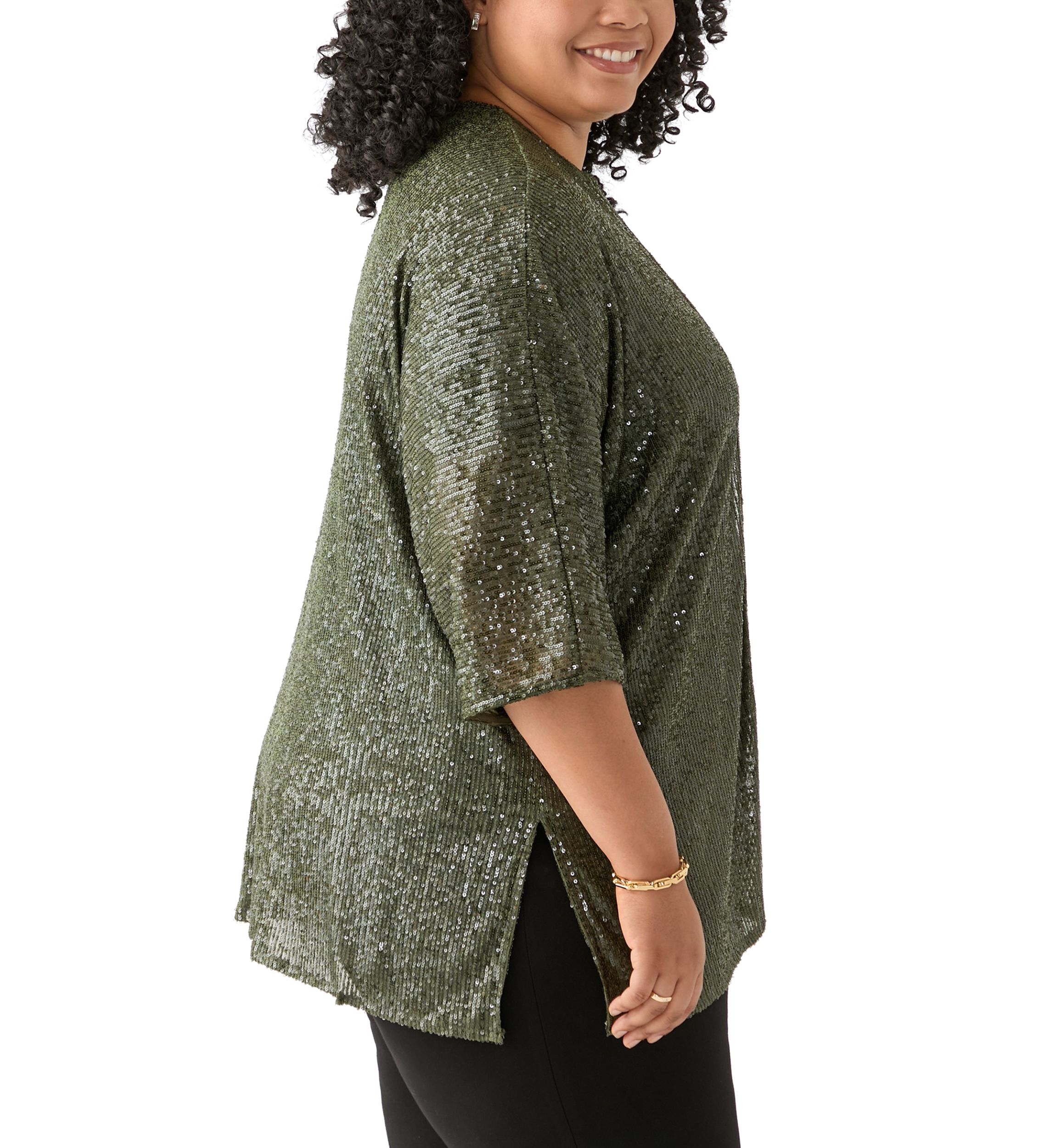 Plus Size Sequin Kimono Cardigan 