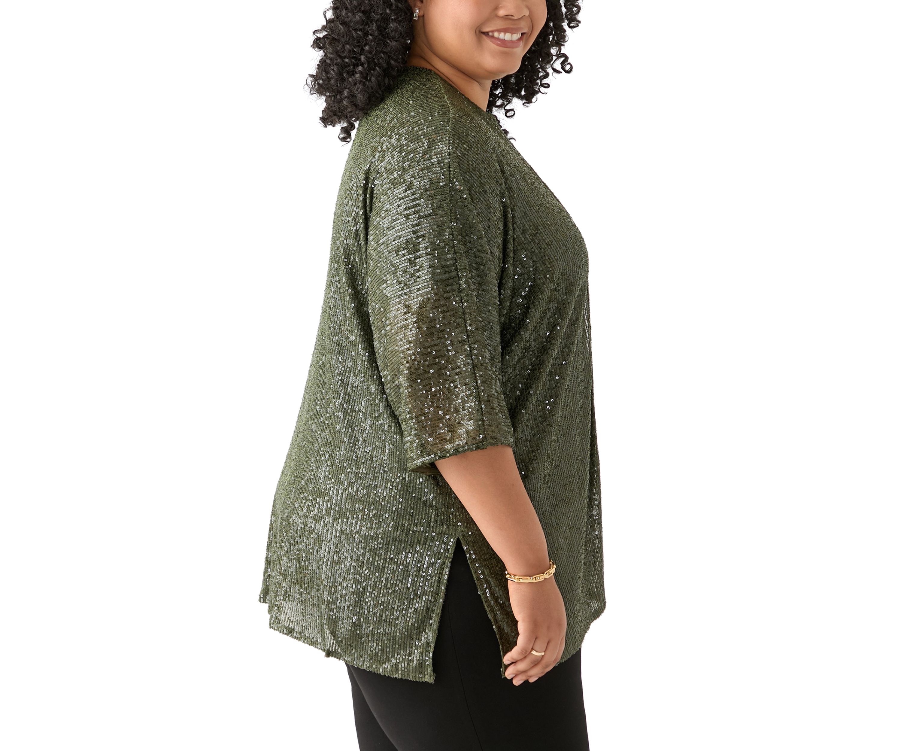 Plus Size Sequin Kimono Cardigan 