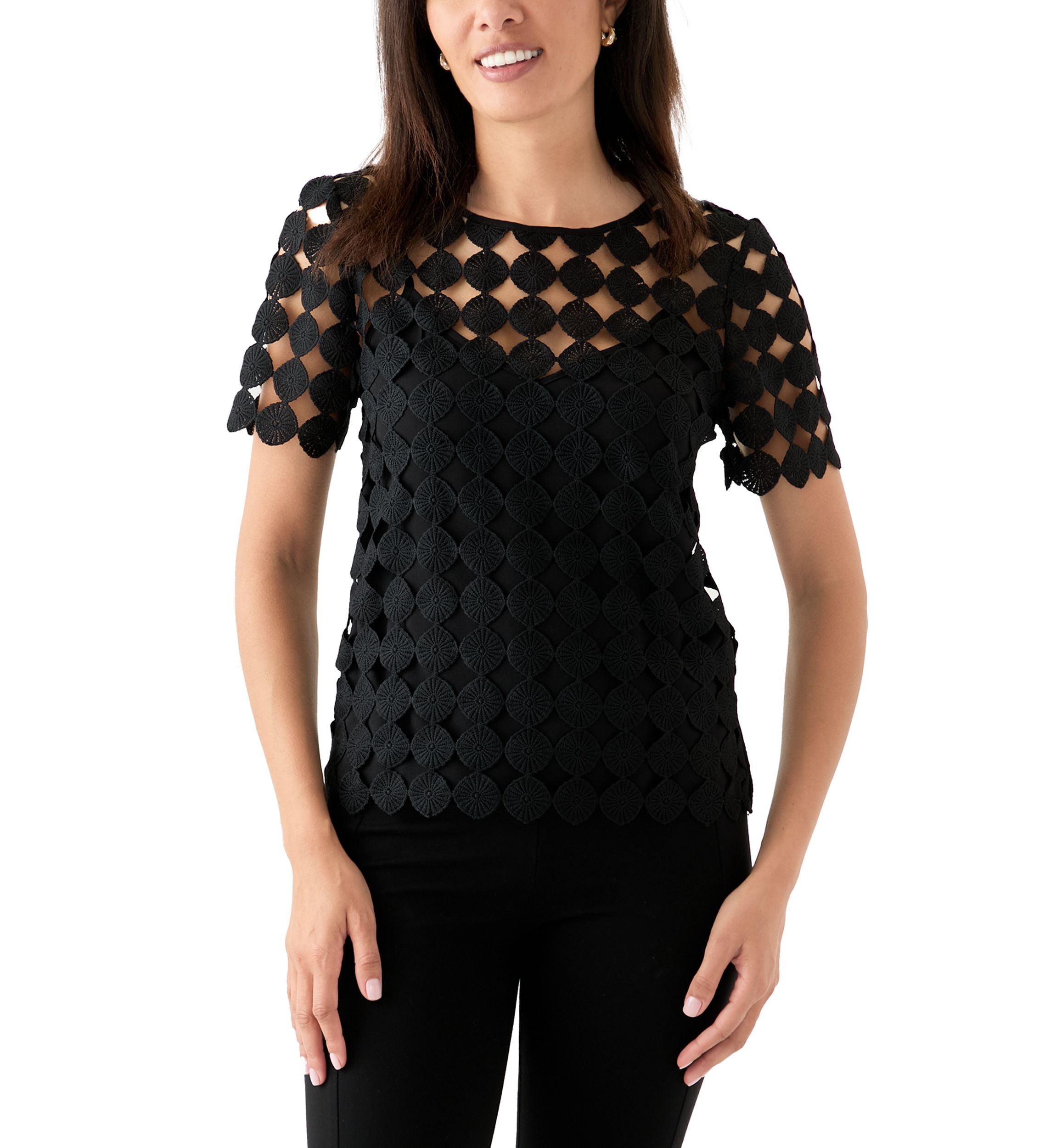 Womens Short Sleeve Lace T-Shirt