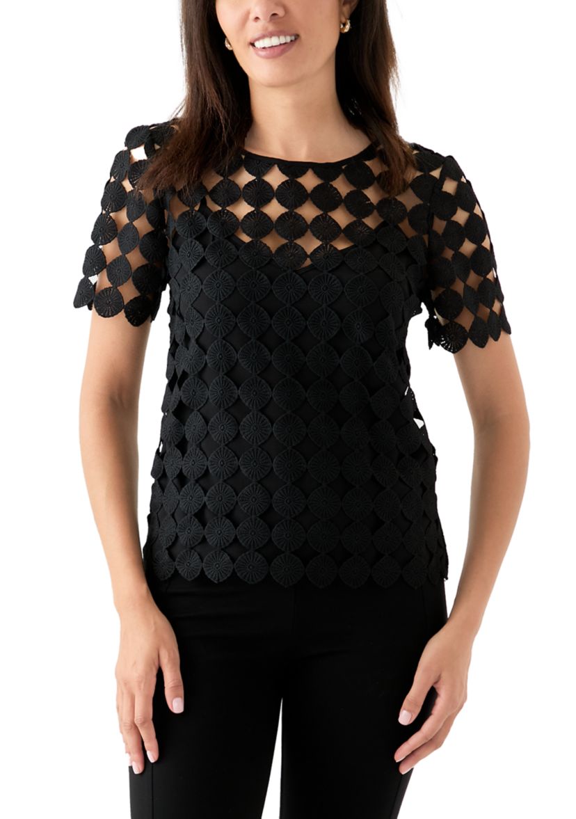 Womens Short Sleeve Lace T-Shirt