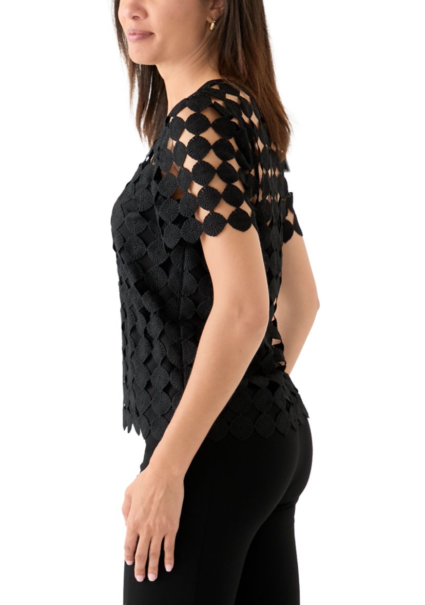 Womens Short Sleeve Lace T-Shirt