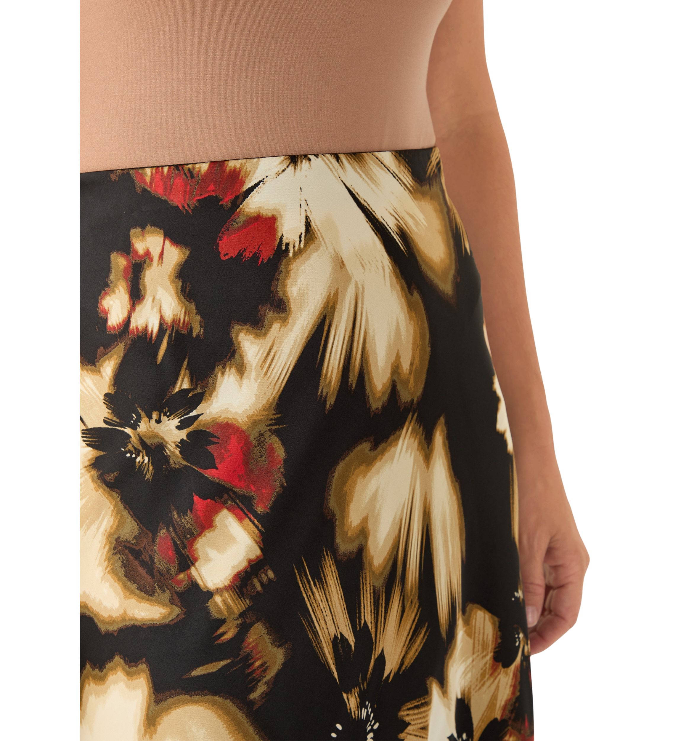 Womens Black Multi Floral Skirt