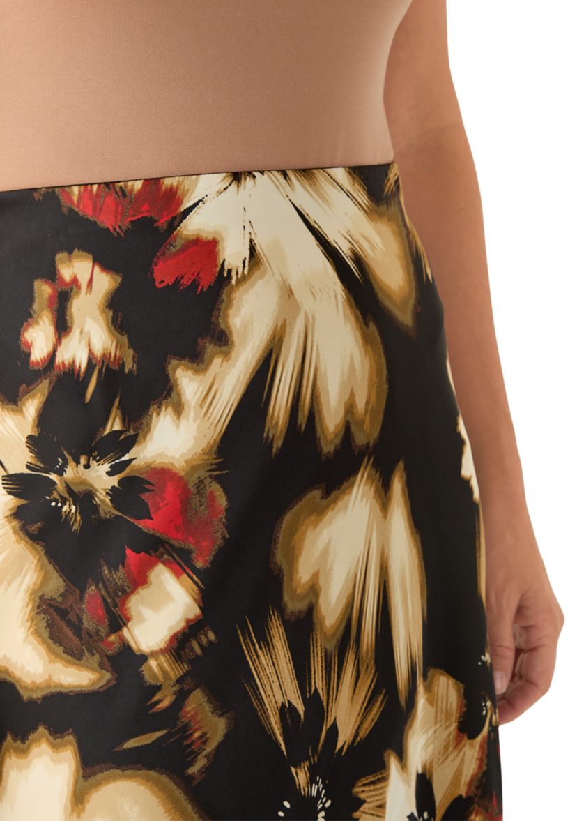 Womens Black Multi Floral Skirt