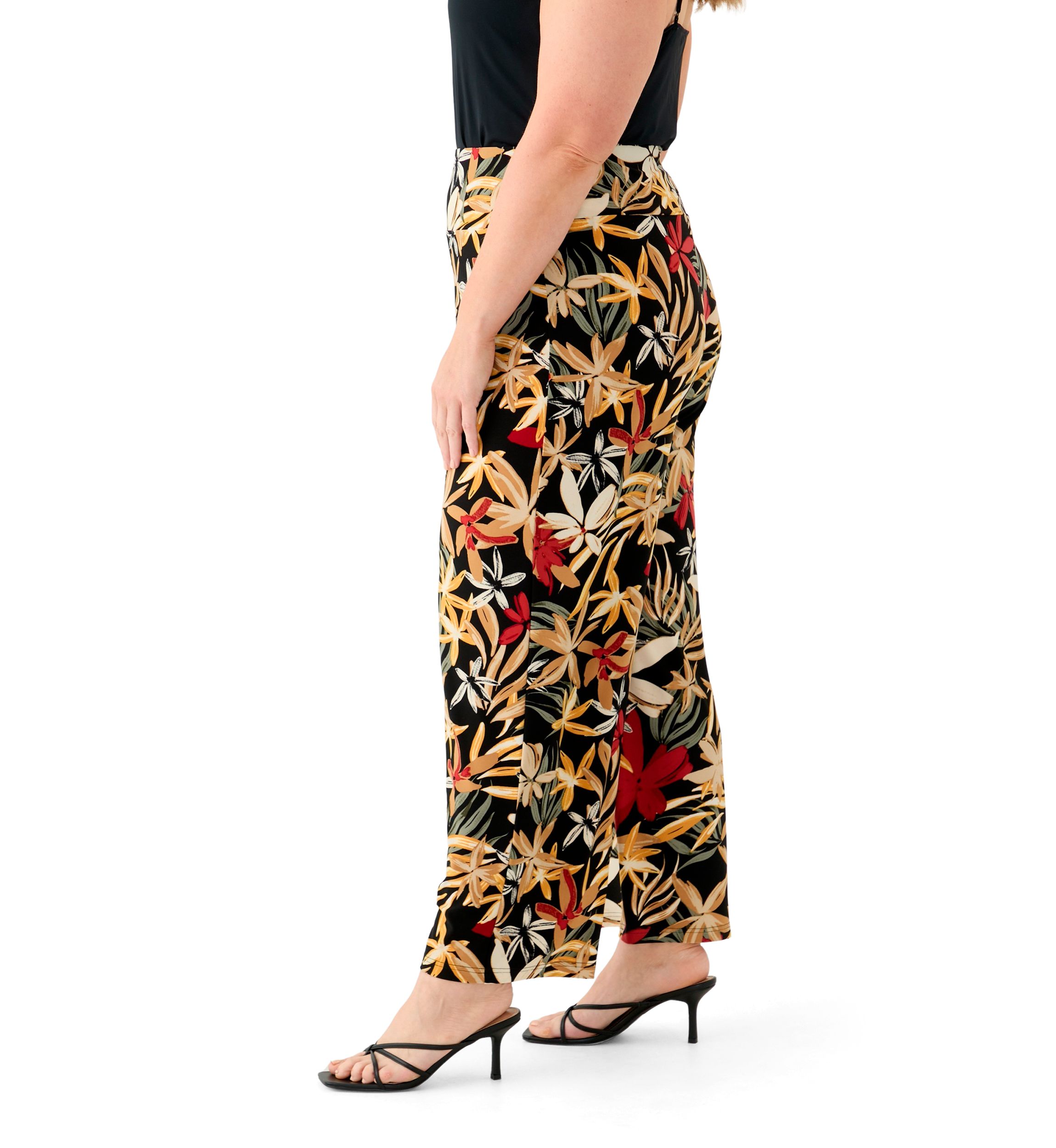 Plus Size Pull On Wide Waistband Printed Palazzo Pants