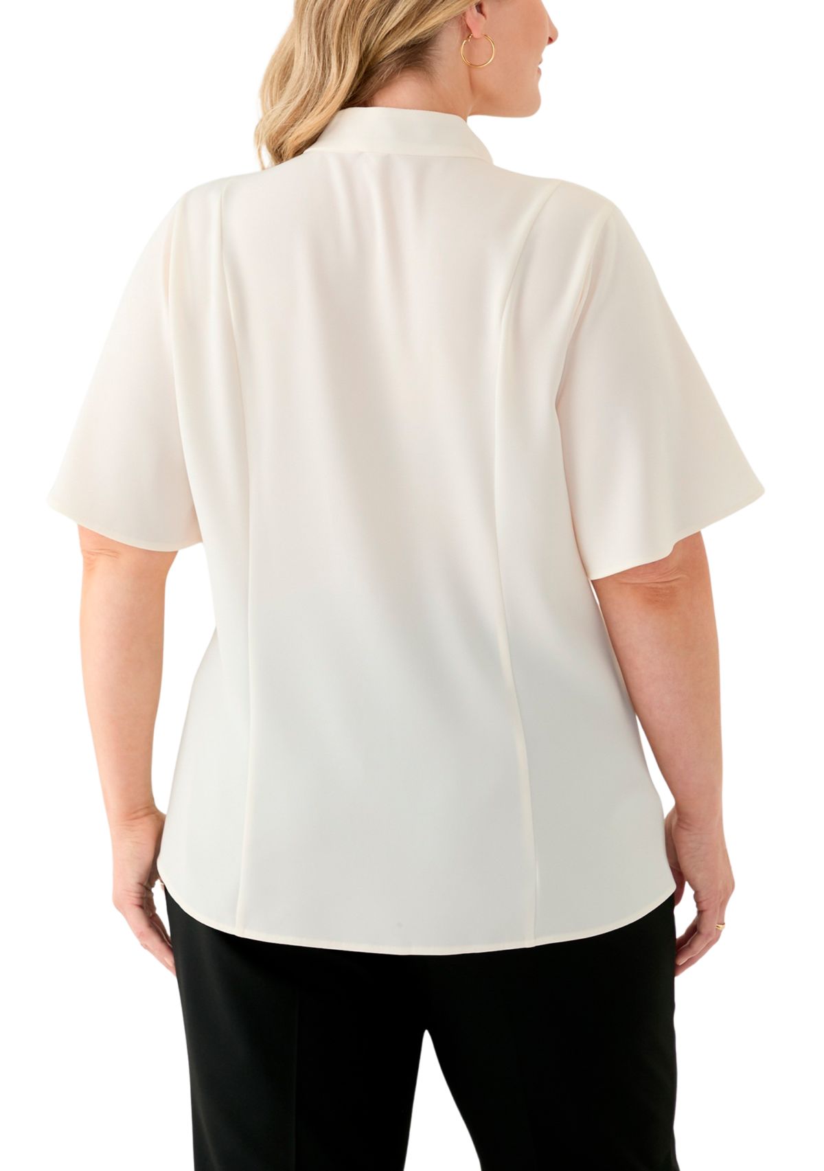 Plus Size Short Sleeve Lace Trim Top