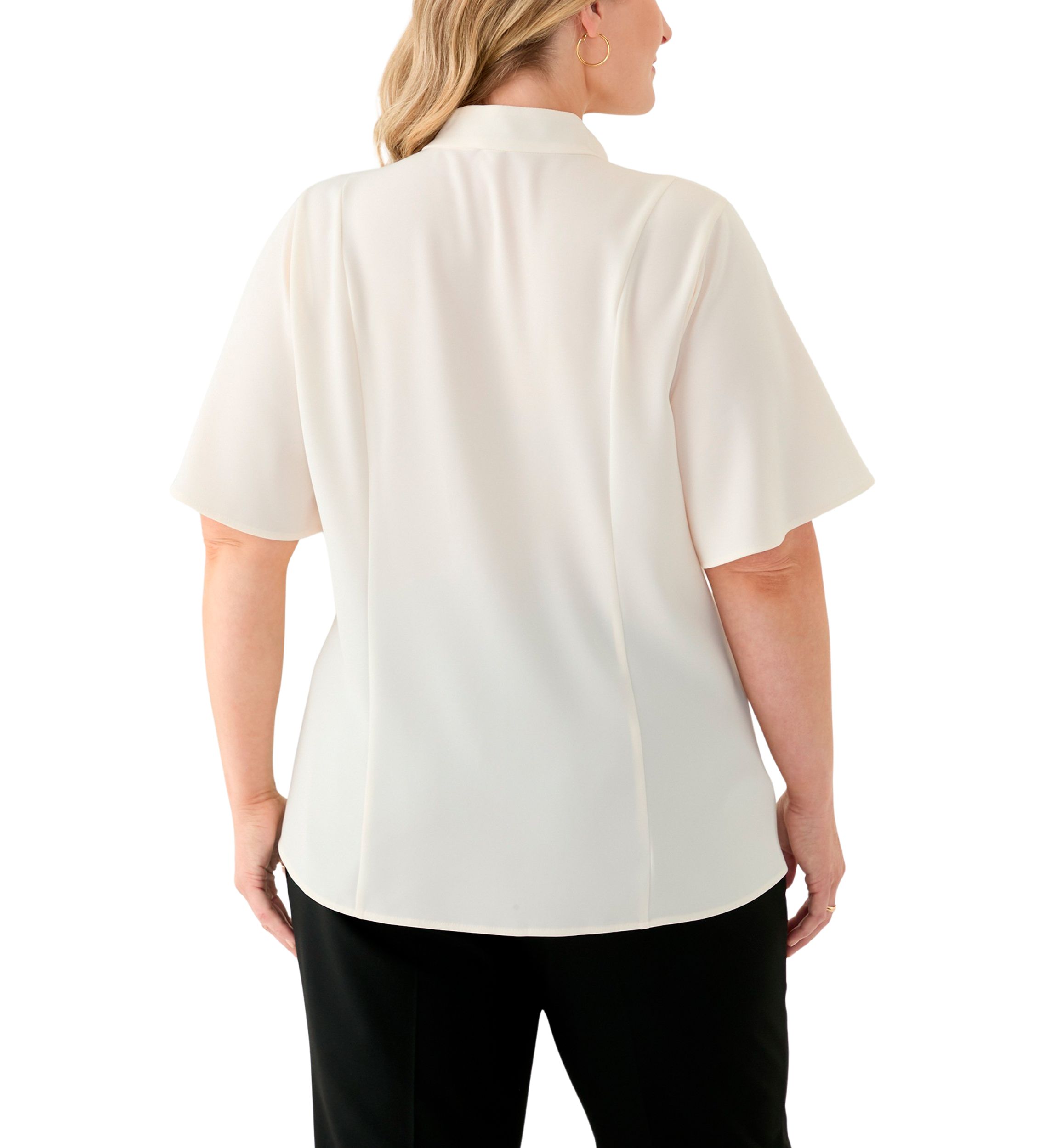Plus Size Short Sleeve Lace Trim Top