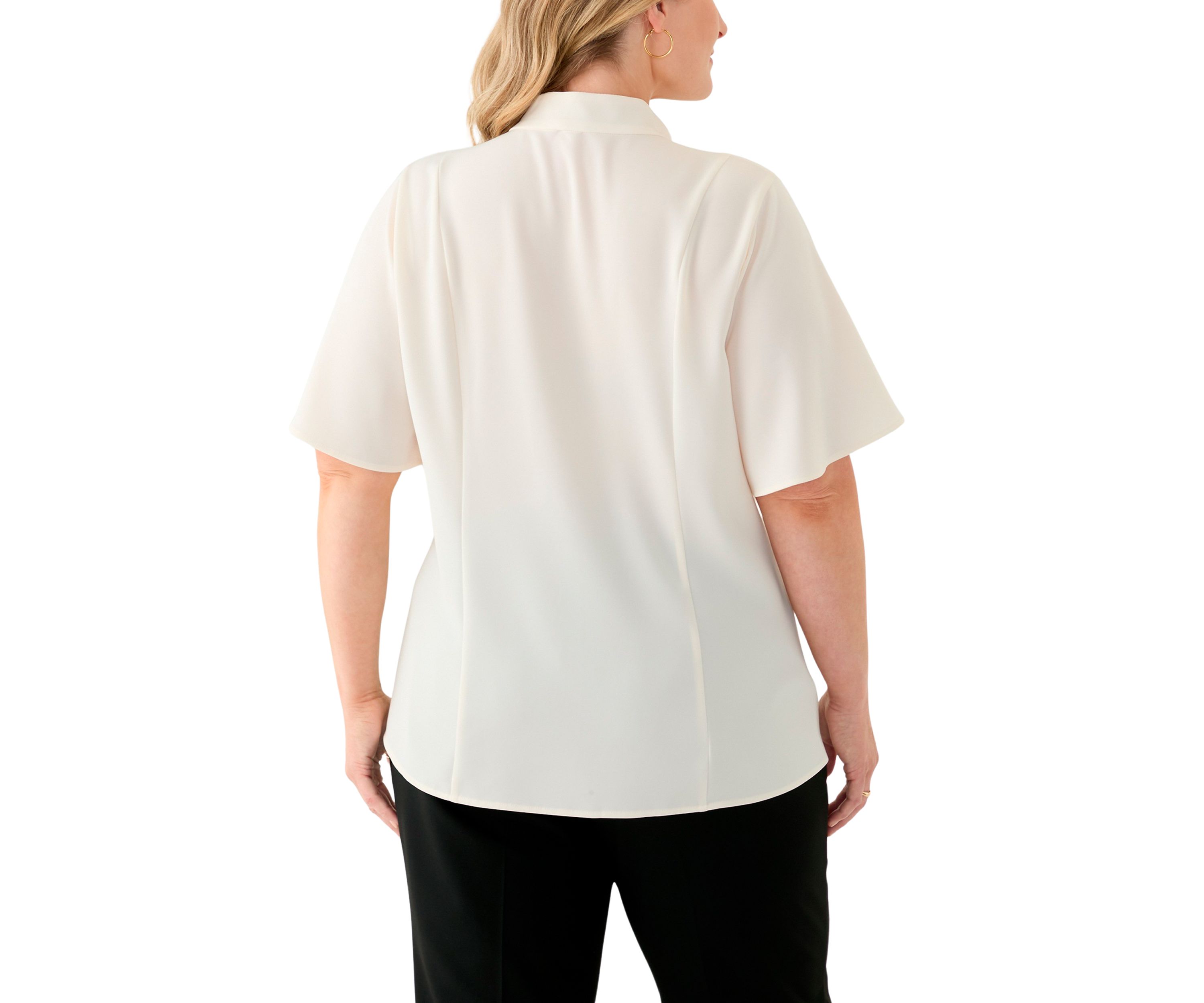 Plus Size Short Sleeve Lace Trim Top