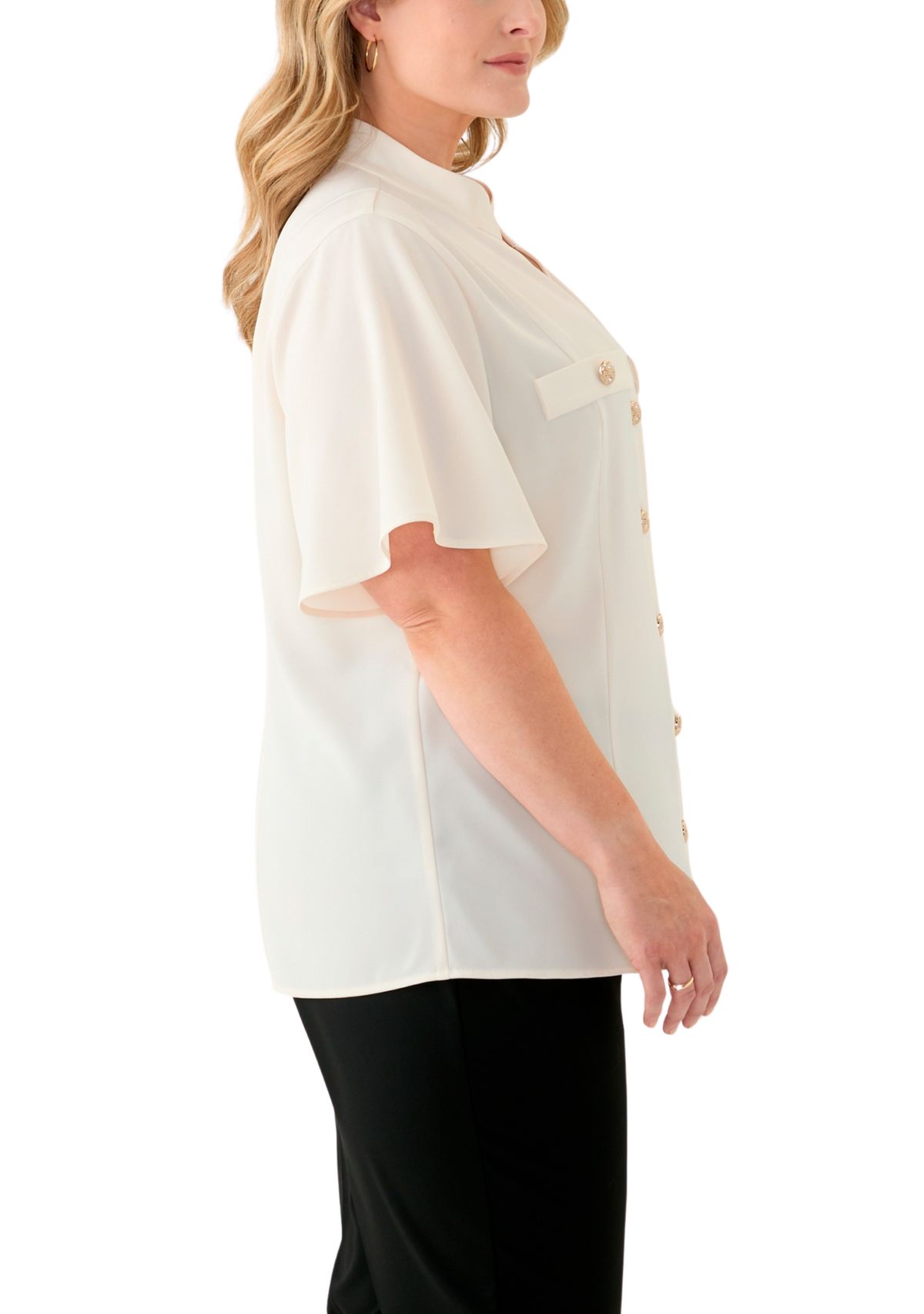Plus Size Short Sleeve Lace Trim Top