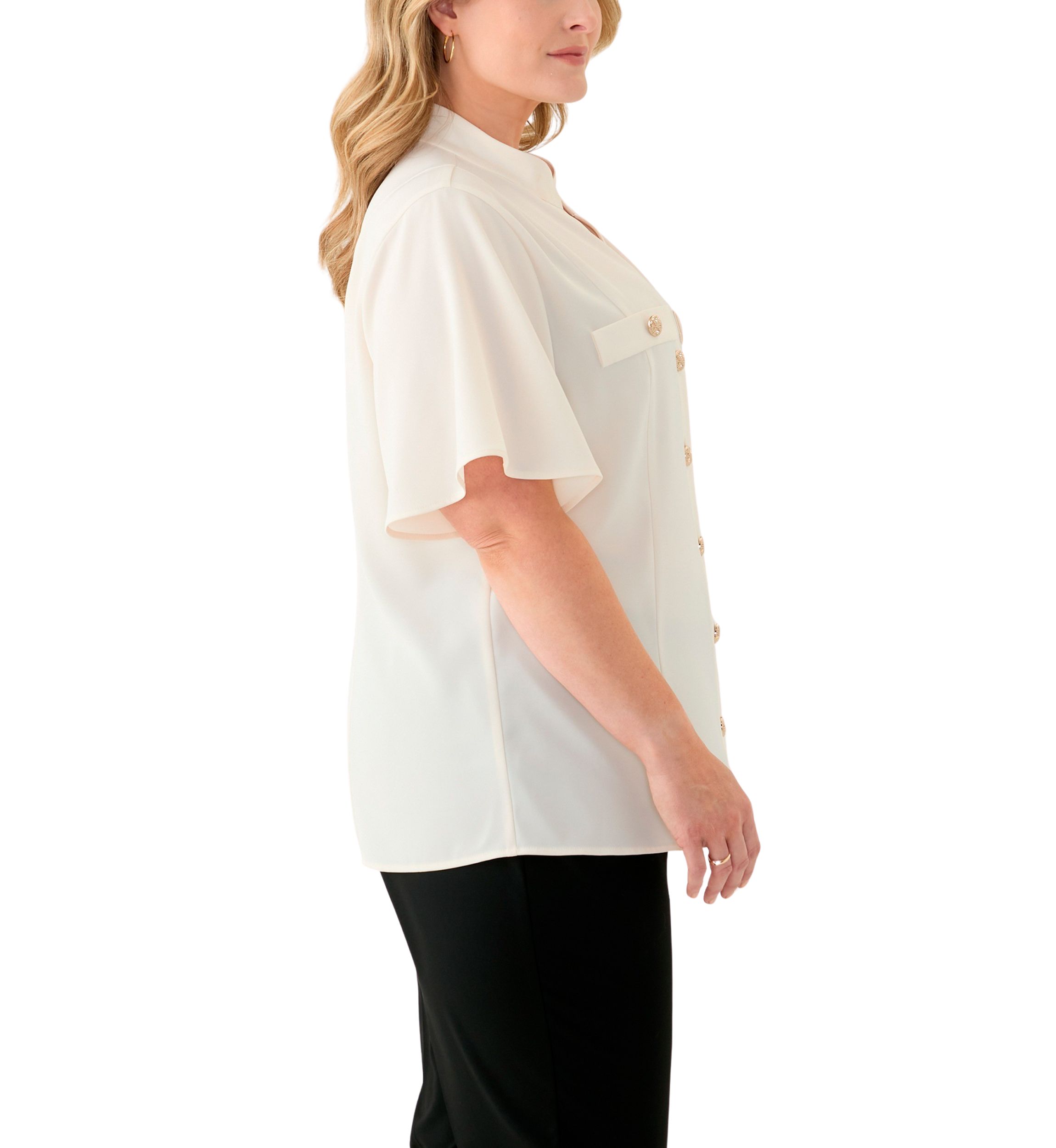 Plus Size Short Sleeve Lace Trim Top
