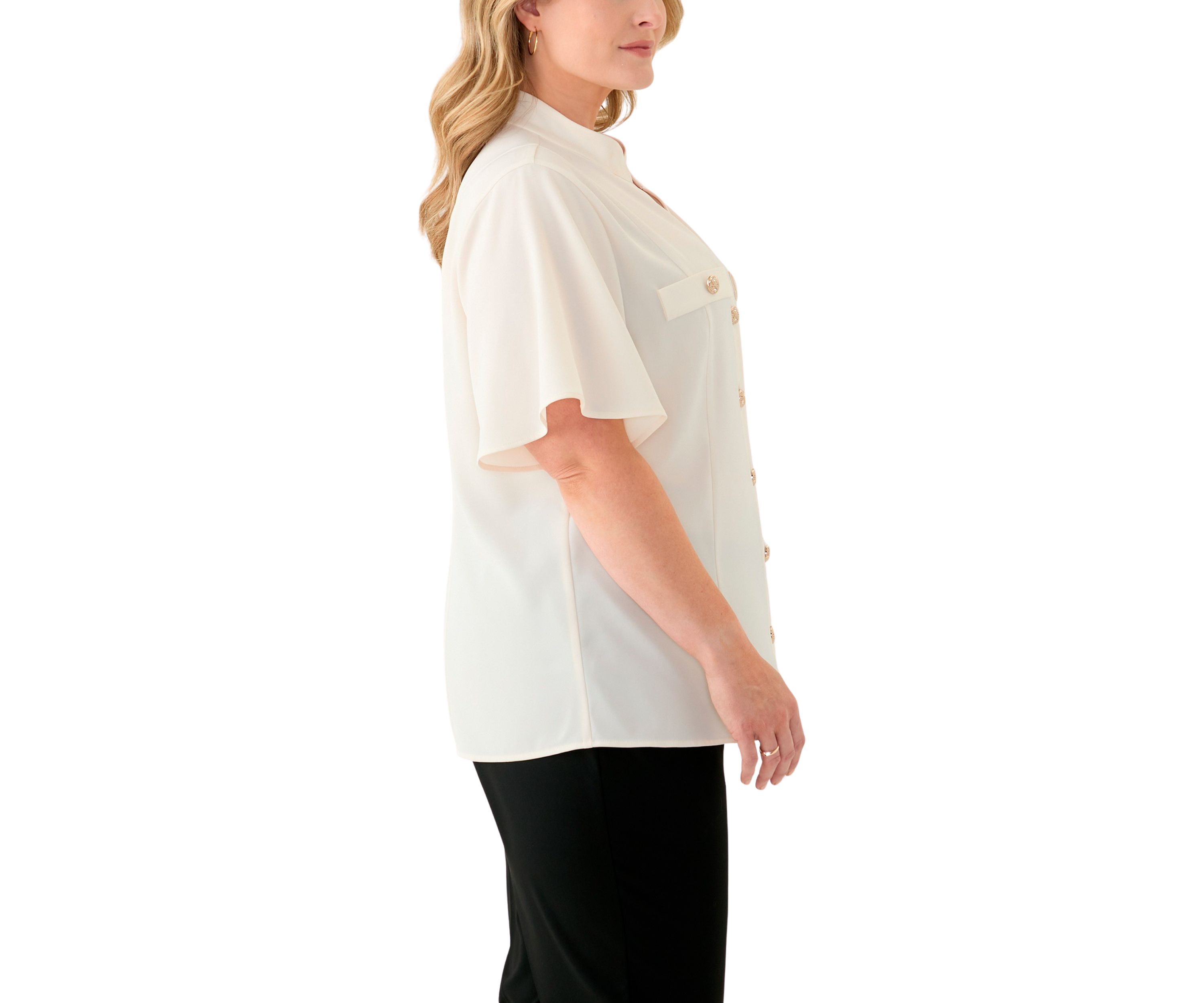 Plus Size Short Sleeve Lace Trim Top