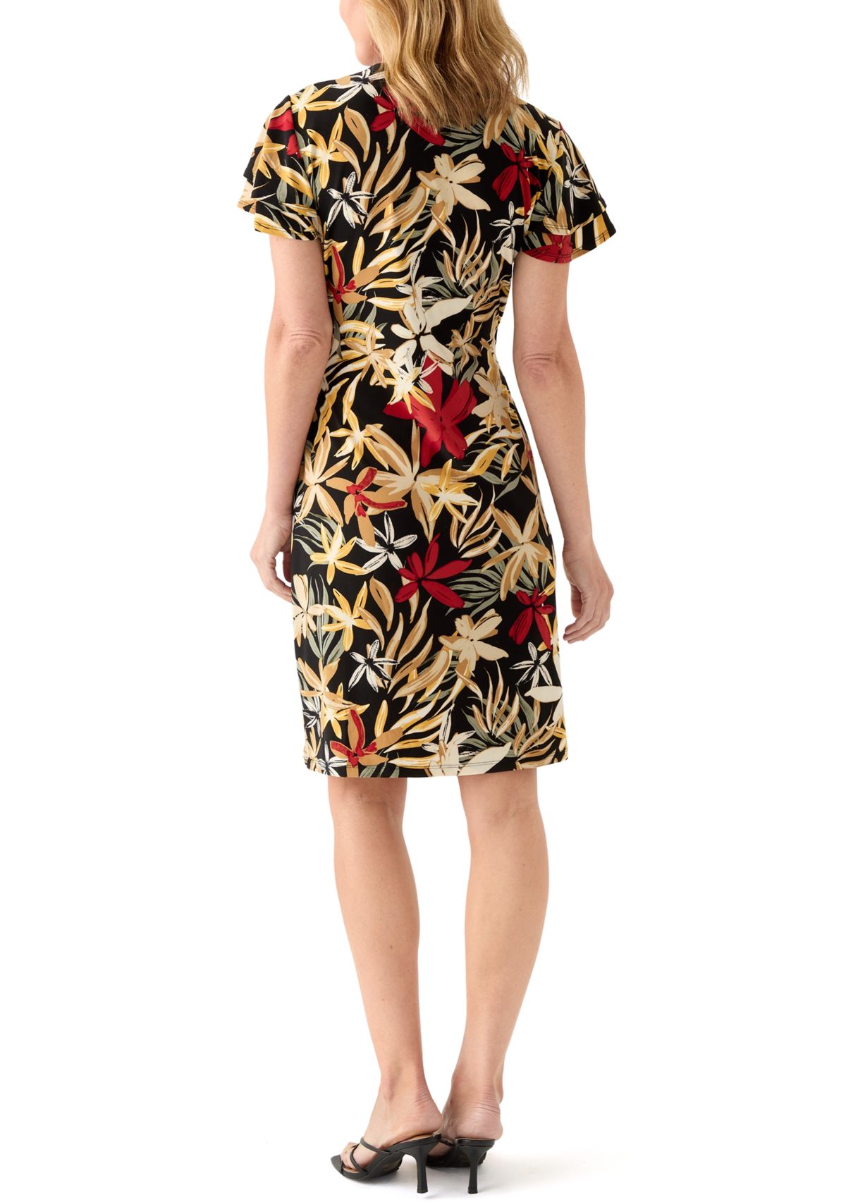 Womens Flutter Sleeve Classic Wrap Dress